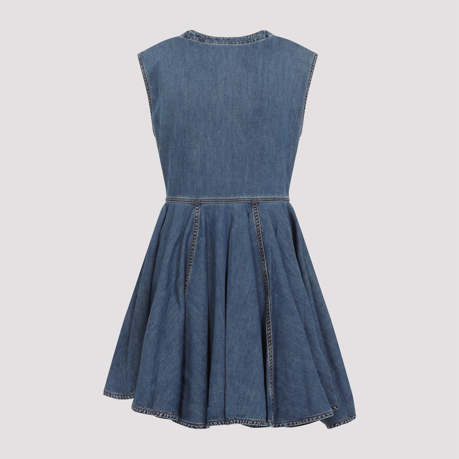 Alaïa Sleeveless Denim-texture Mini Dress In Blue
