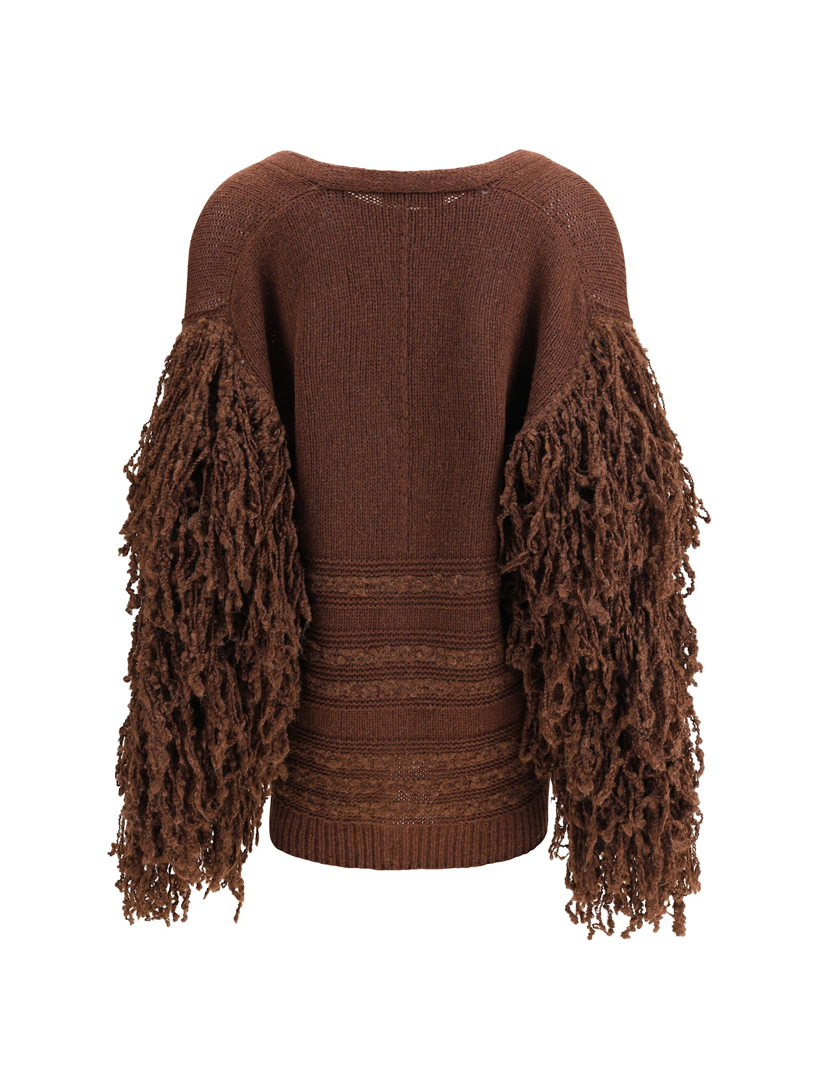 Fabiana Filippi Fringes Cardigan In Brown