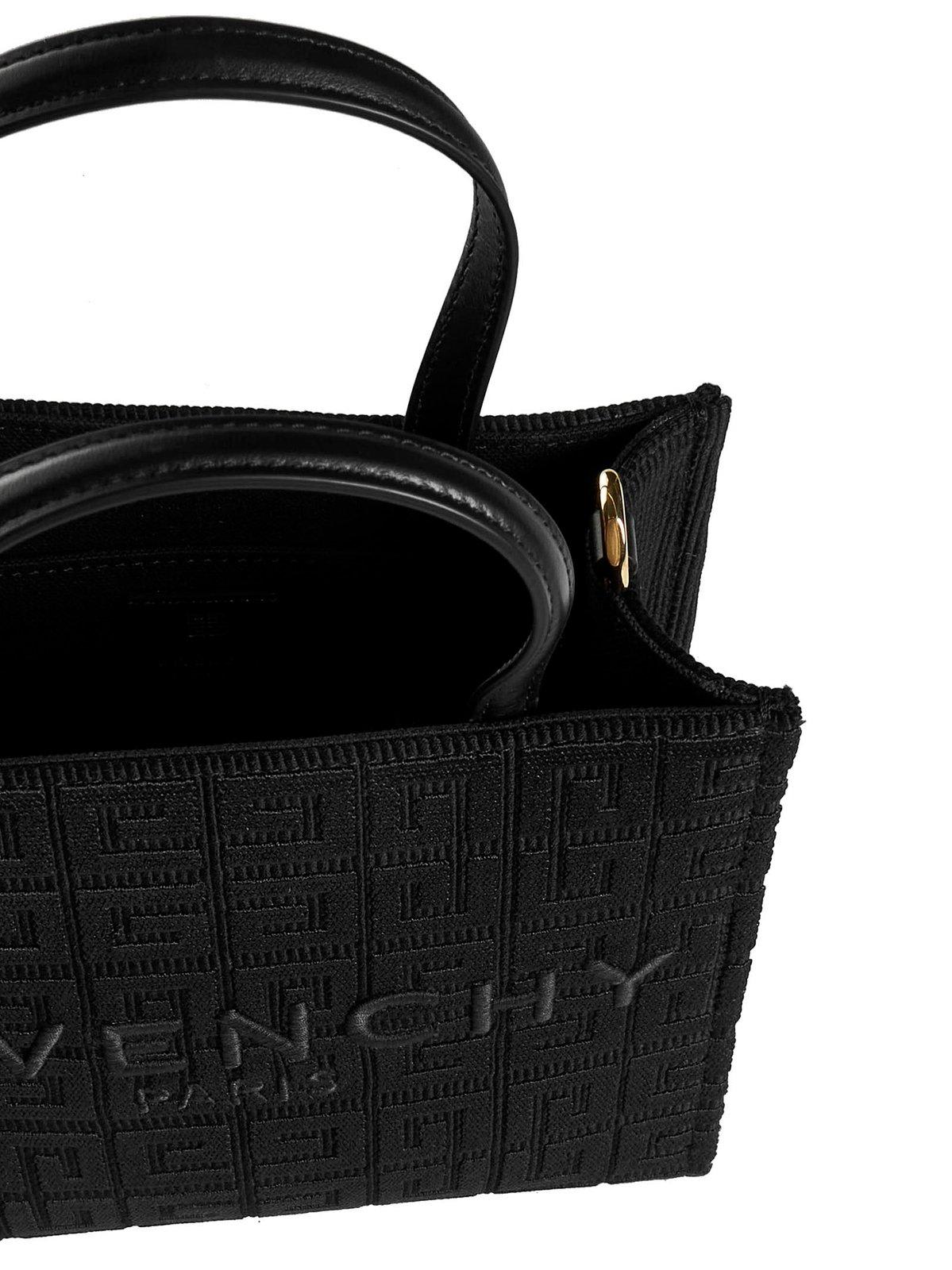 Shop Givenchy Monogram Logo Embroidered G Mini Tote Bag In Black