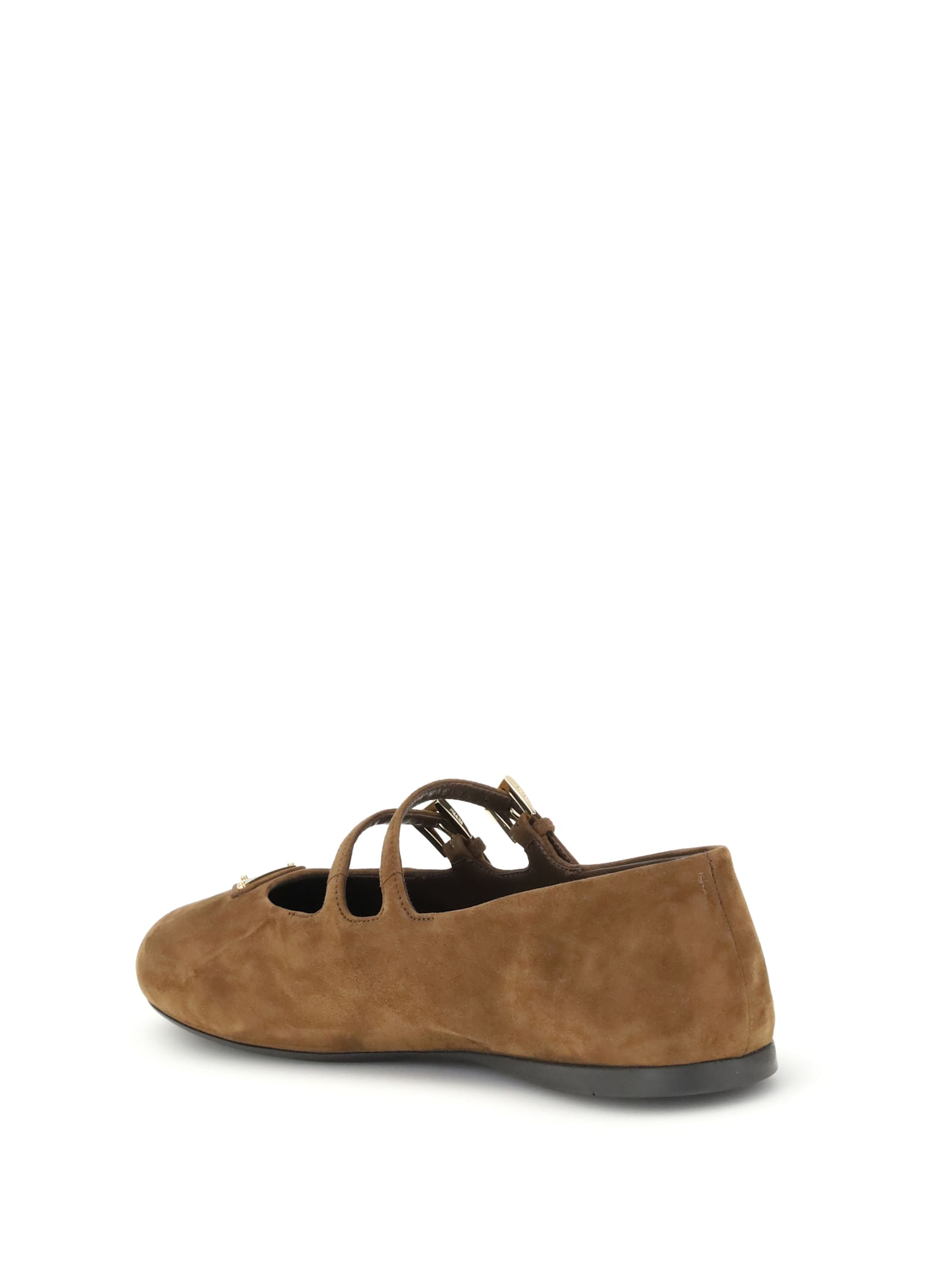 Prada Suede Ballerinas In Brown