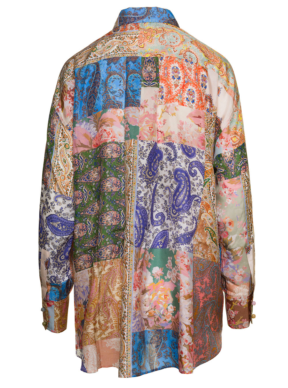 Shop Zimmermann Devi Multicolor Oversized Shirt With Paisley Print In Silk Woman