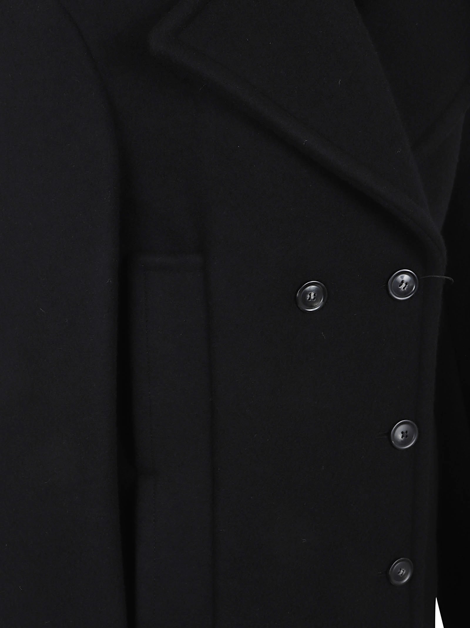 Sportmax Double-breasted Wool Coat Featuring Pockets In Black
