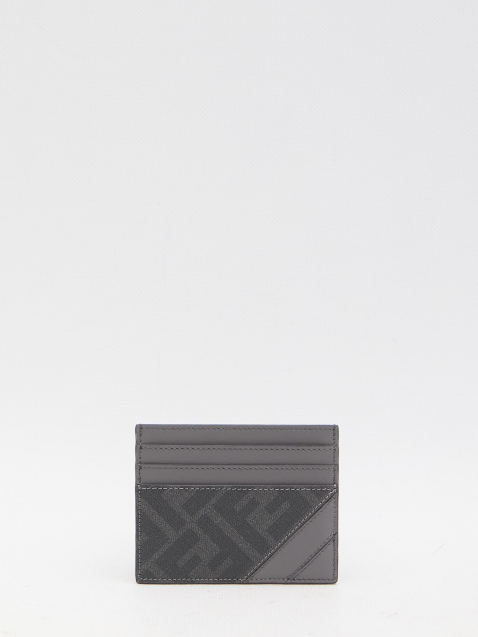 Shop Fendi Diagonal Cardholder In Grey