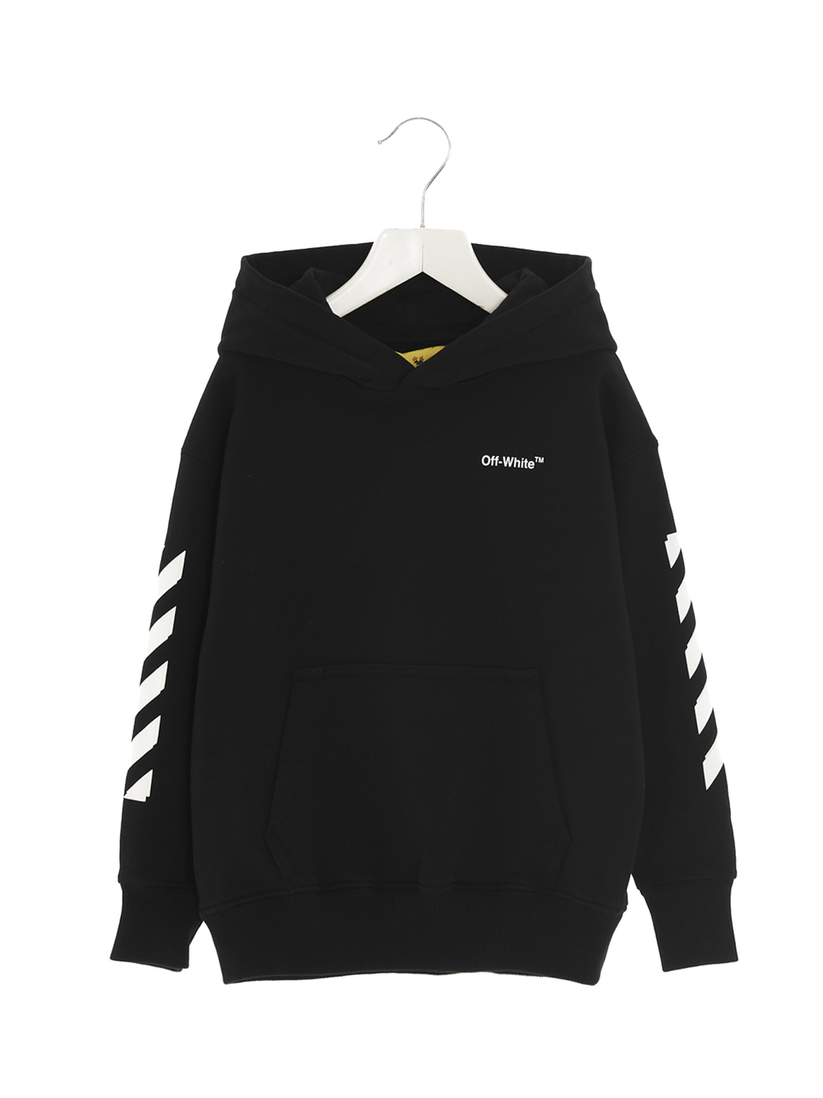 Off-white Arrows Logo-print Cotton Hoody 6-10 Years In Black