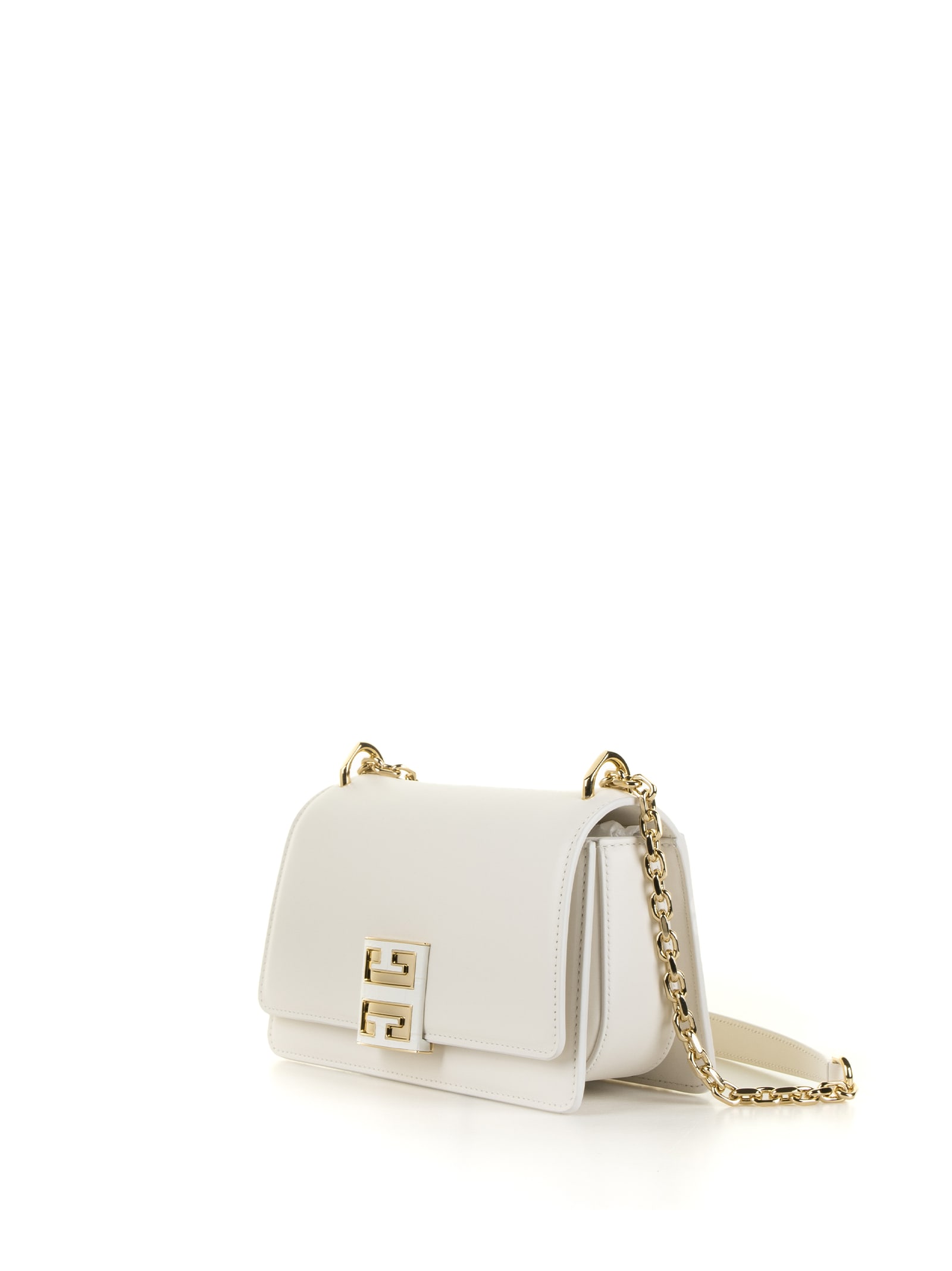 Shop Givenchy Small Leather Shoulder Bag With Chain In Ivory