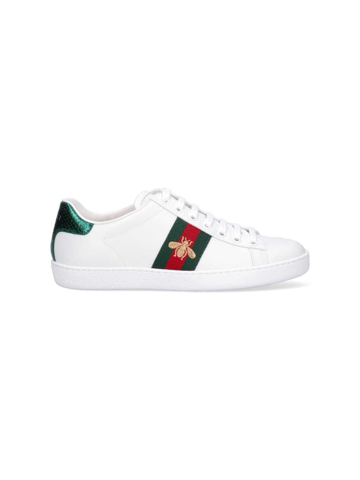 Gucci Ace Embroidered Leather Sneaker In White