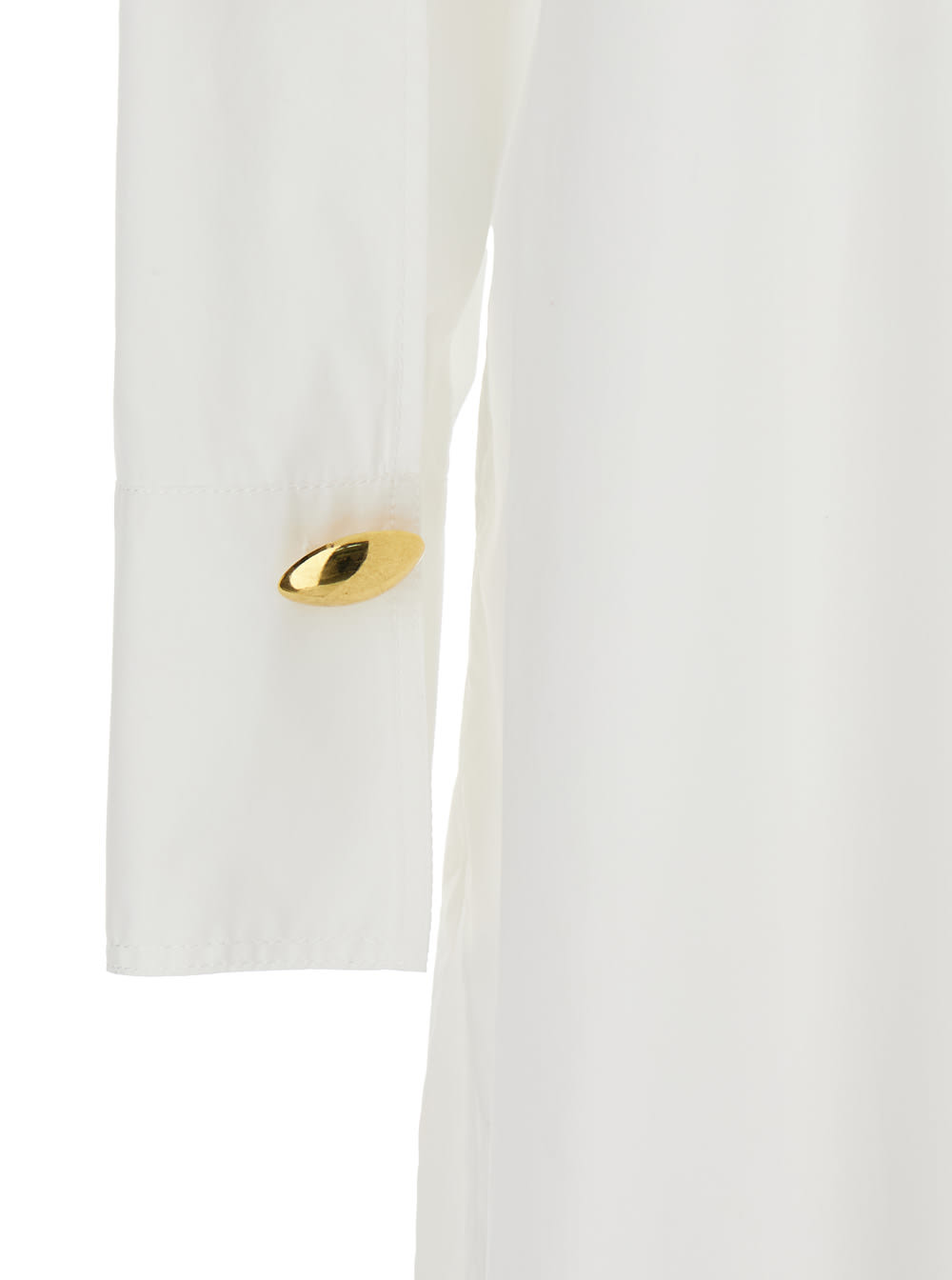 Shop Federica Tosi White Long Shirt With Pointed Collar And Metallic Details On The Cuffs In Fabric Woman