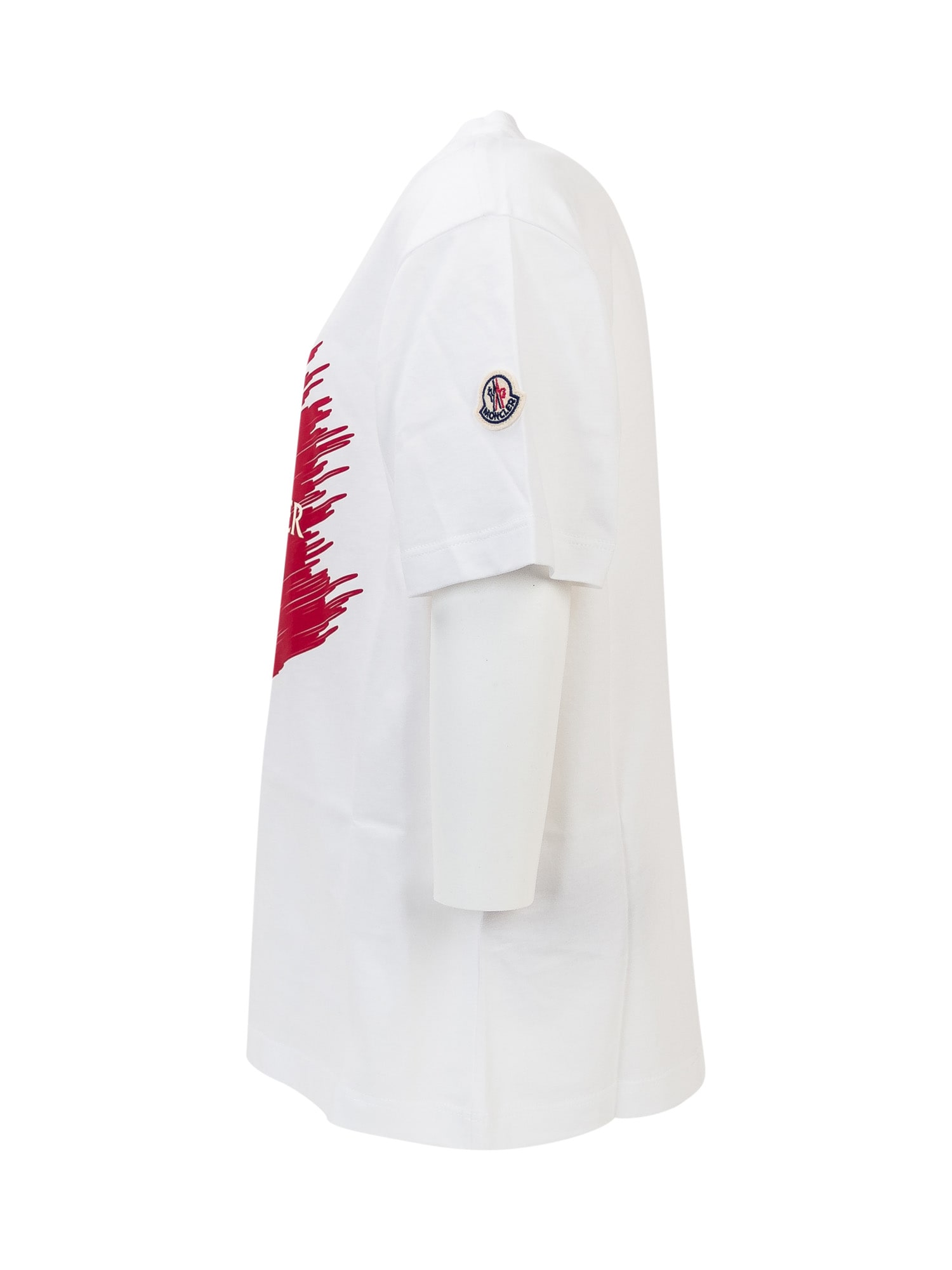 Moncler White T-shirt With Logo Motif