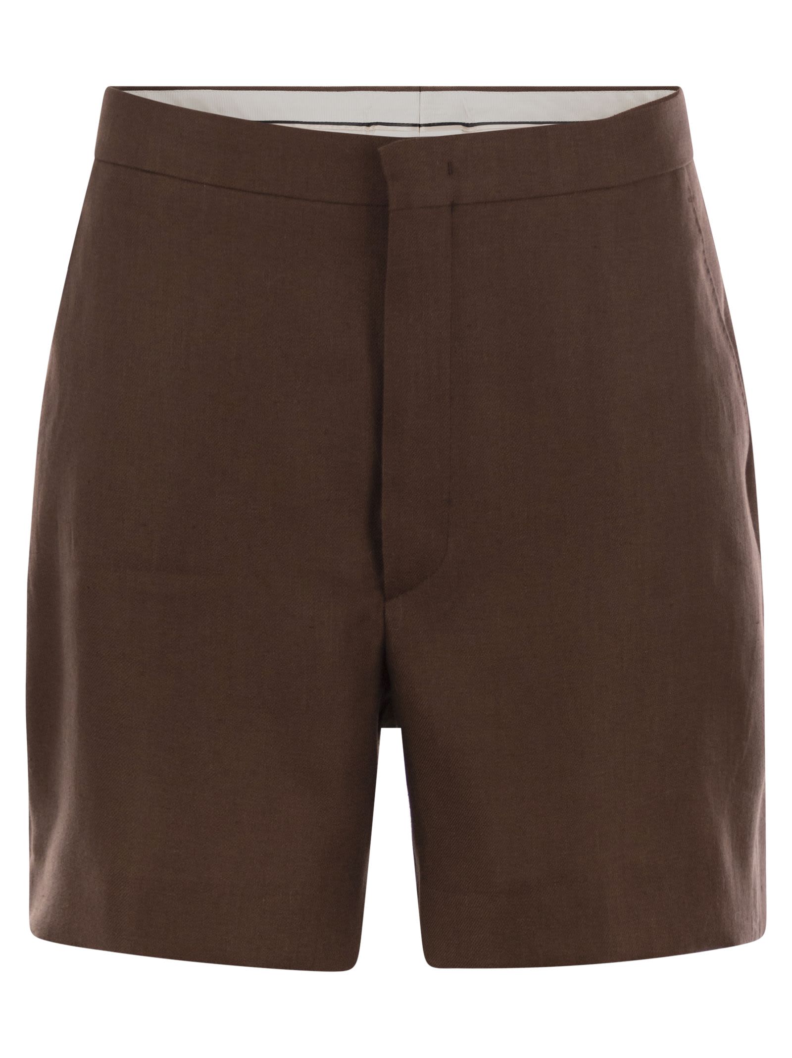 Tagliatore Women Linen Chino Bermuda Shorts In Brown