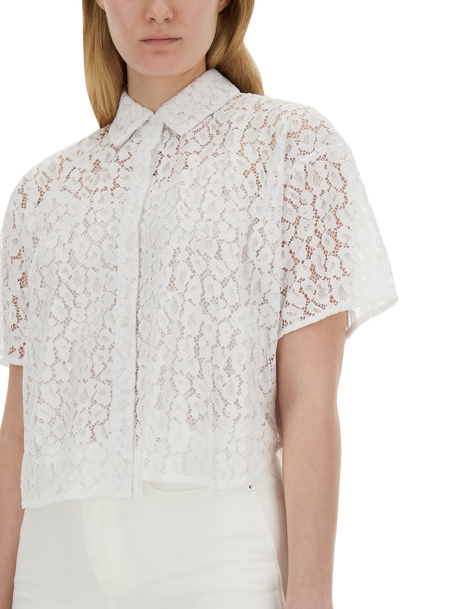 Shop Michael Michael Kors Lace Shirt In White