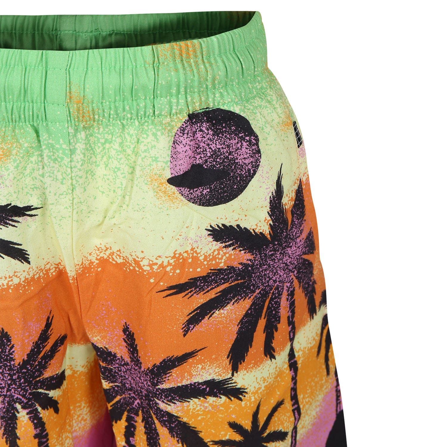 Shop Molo Green Shorts For Boy With Alien And Tree Print In Multicolor