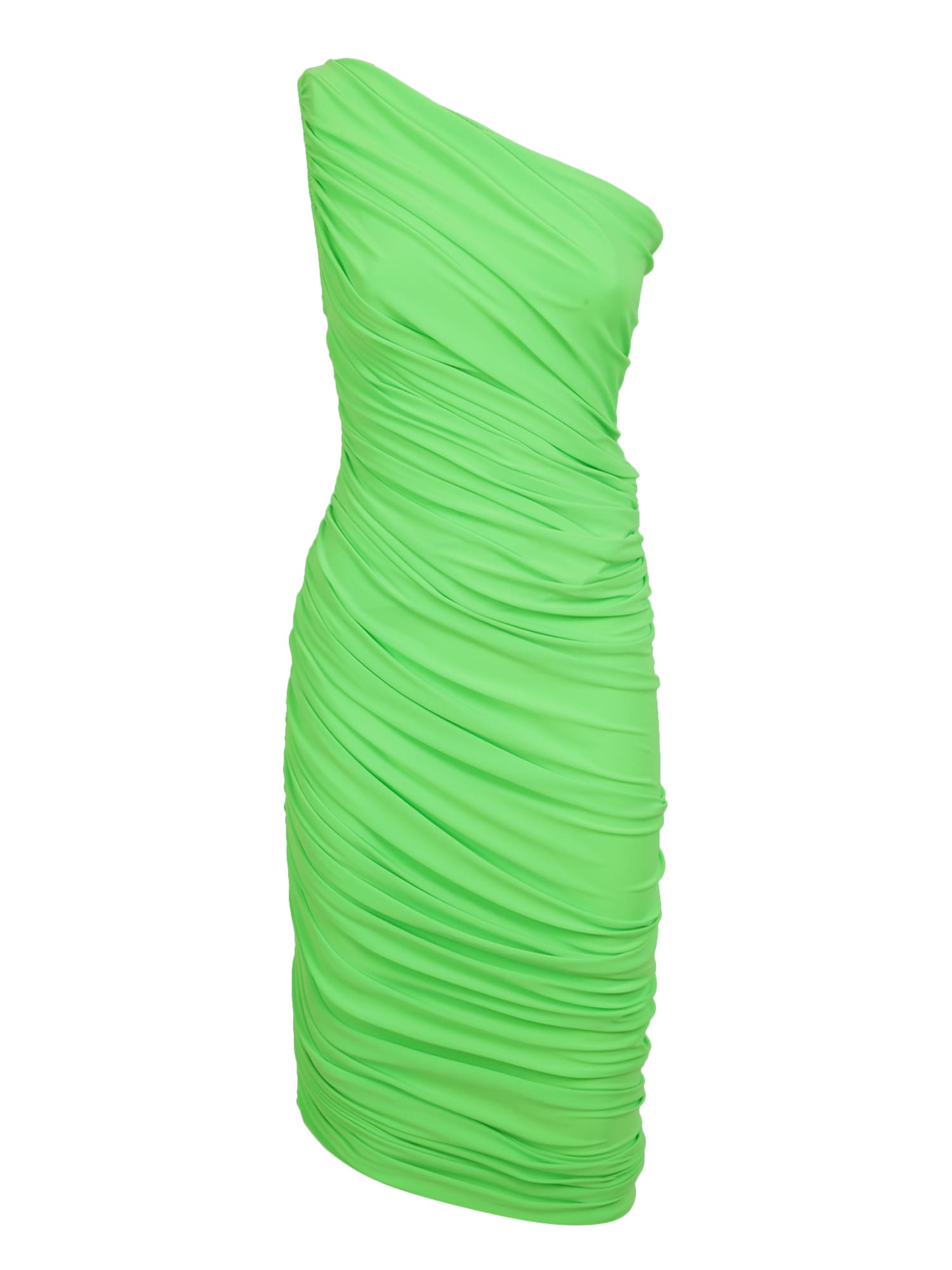 Shop Norma Kamali Neon Green Midi Dress