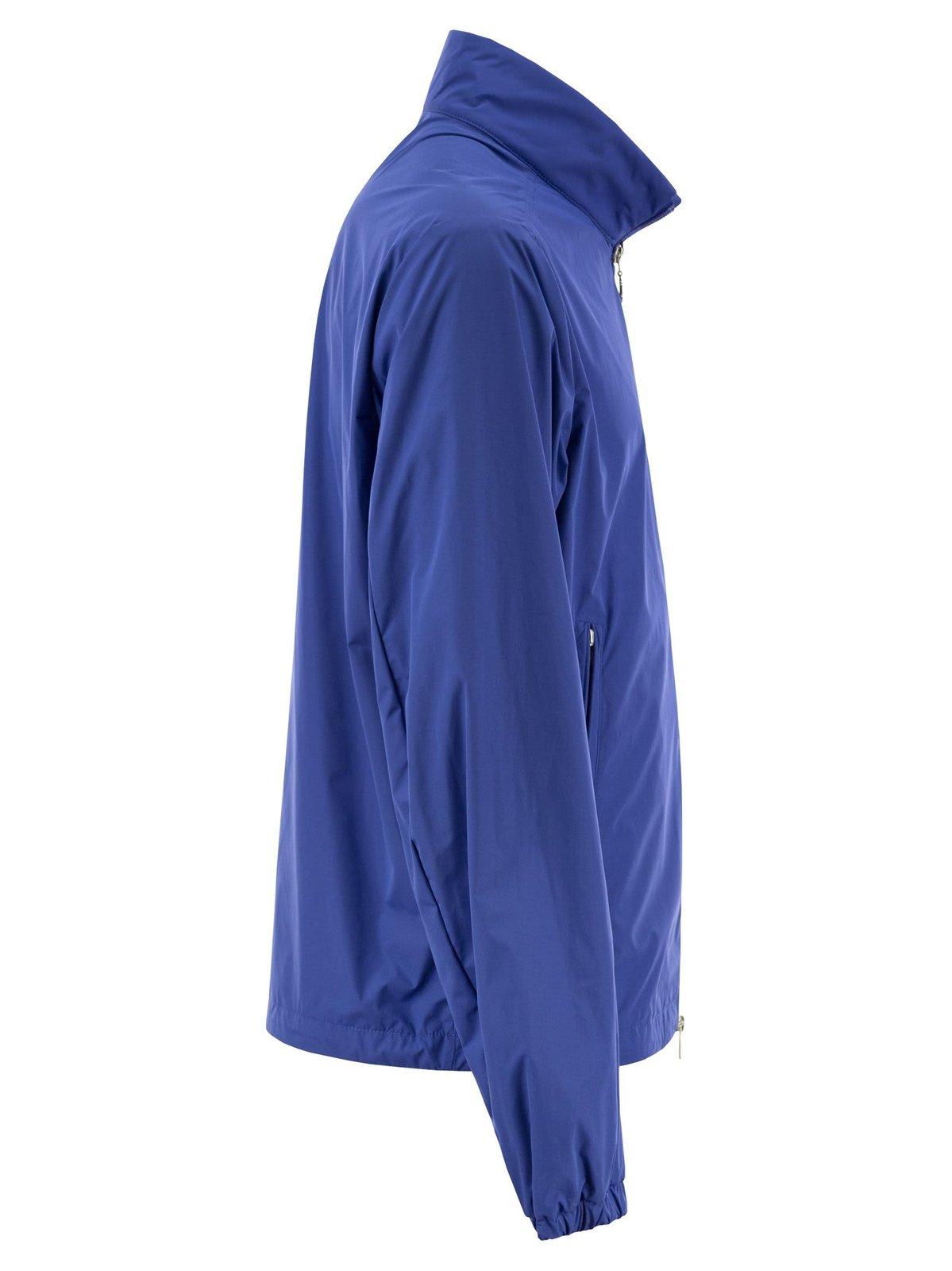 Shop Moncler High Neck Zip-up Jacket In Blue