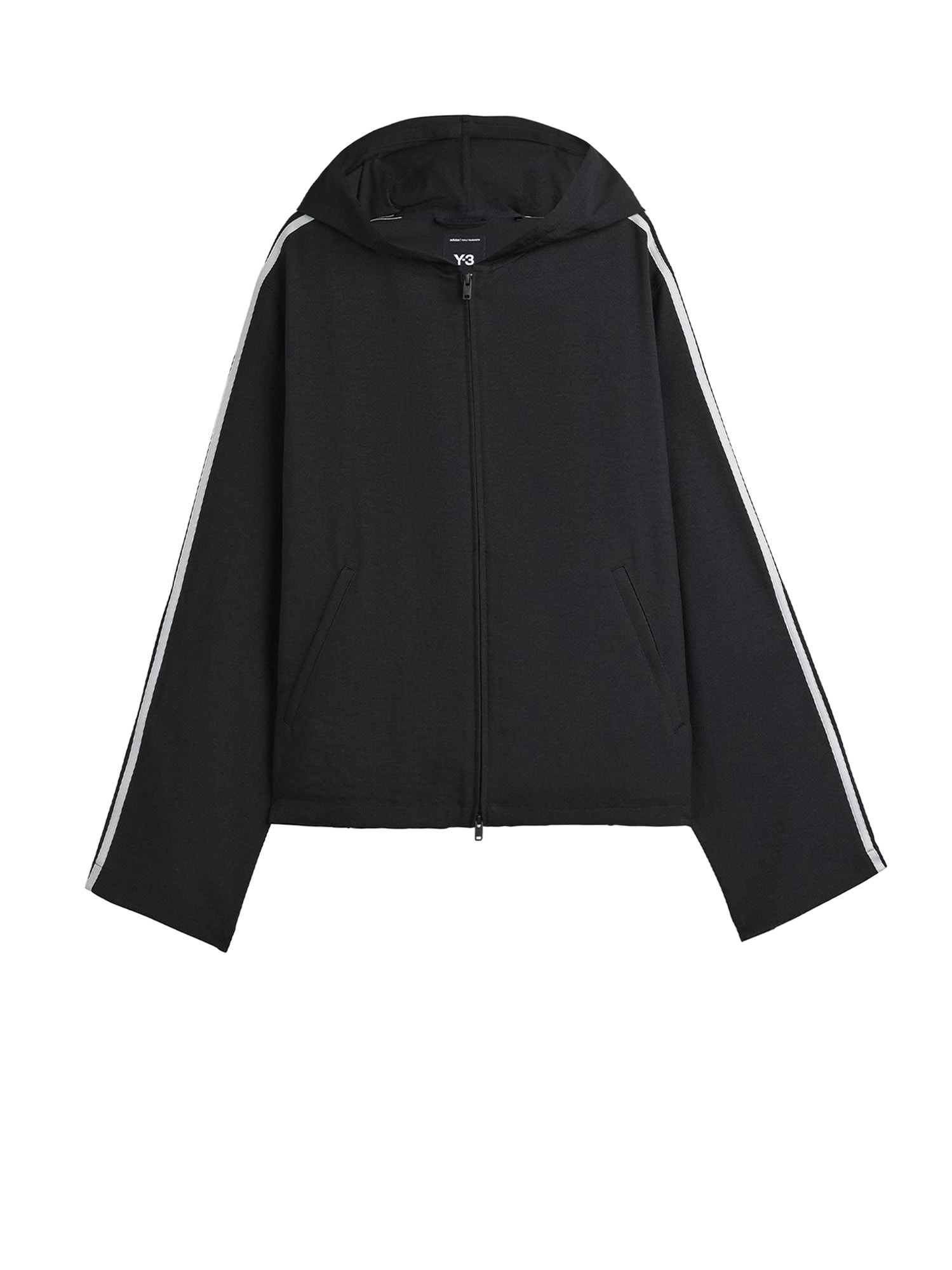 Y-3 Three-stripes Oversized Windbreaker Jacket In Black