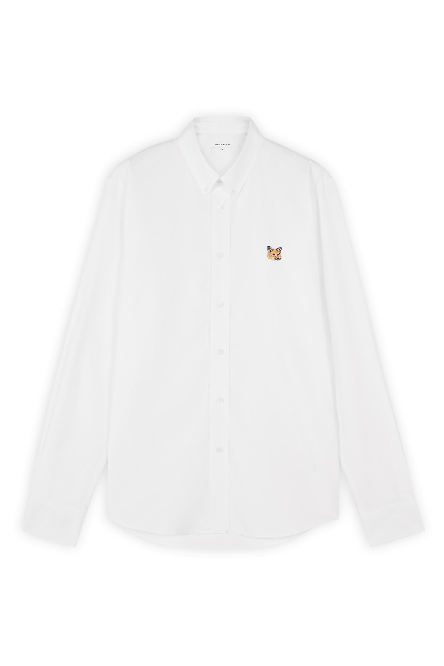 Shop Maison Kitsuné Mini Fox Head Classic Bd Shirt In White