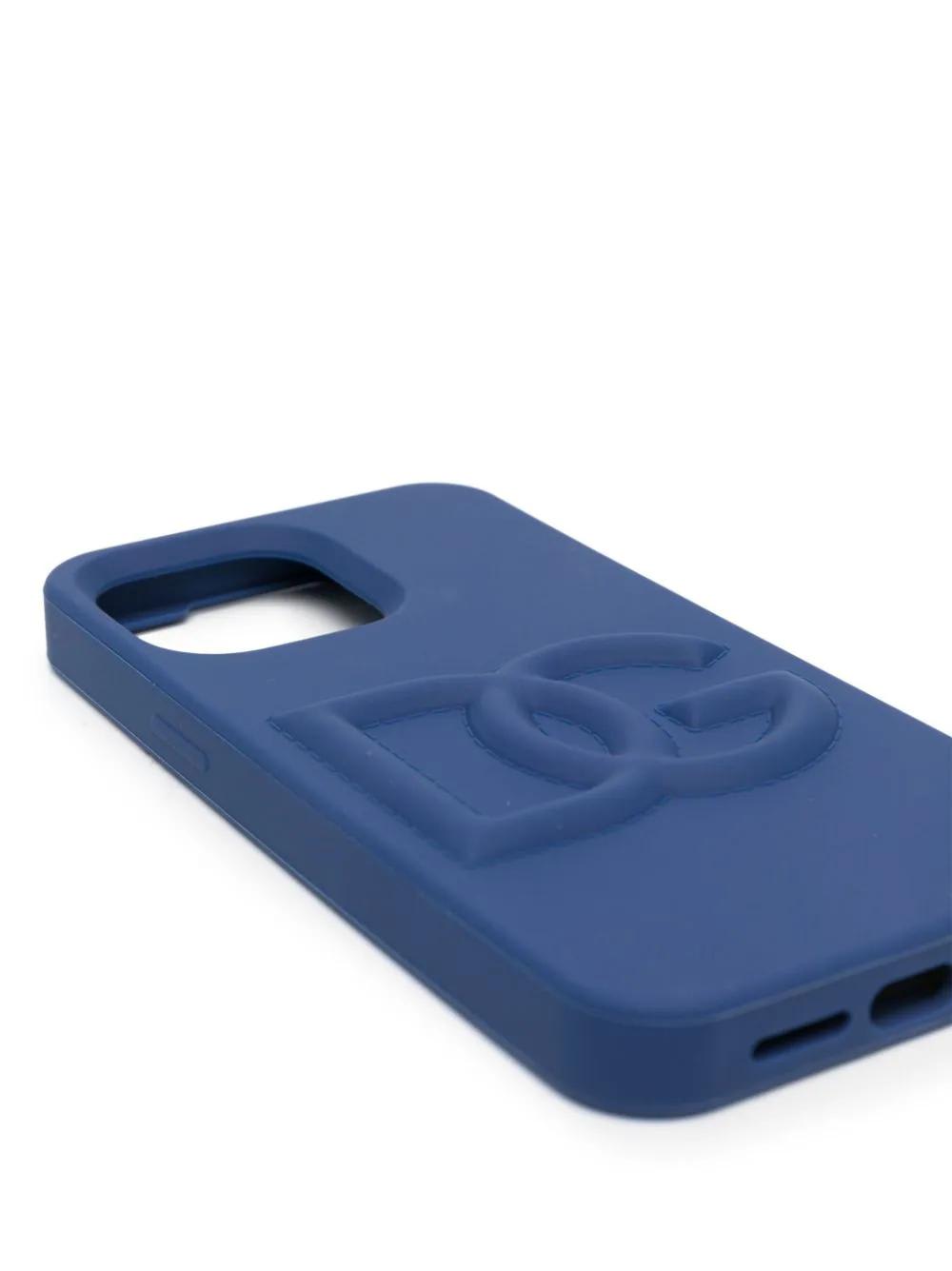 Shop Dolce & Gabbana Logo-embossed Iphone 14 Pro Max Case In Blu