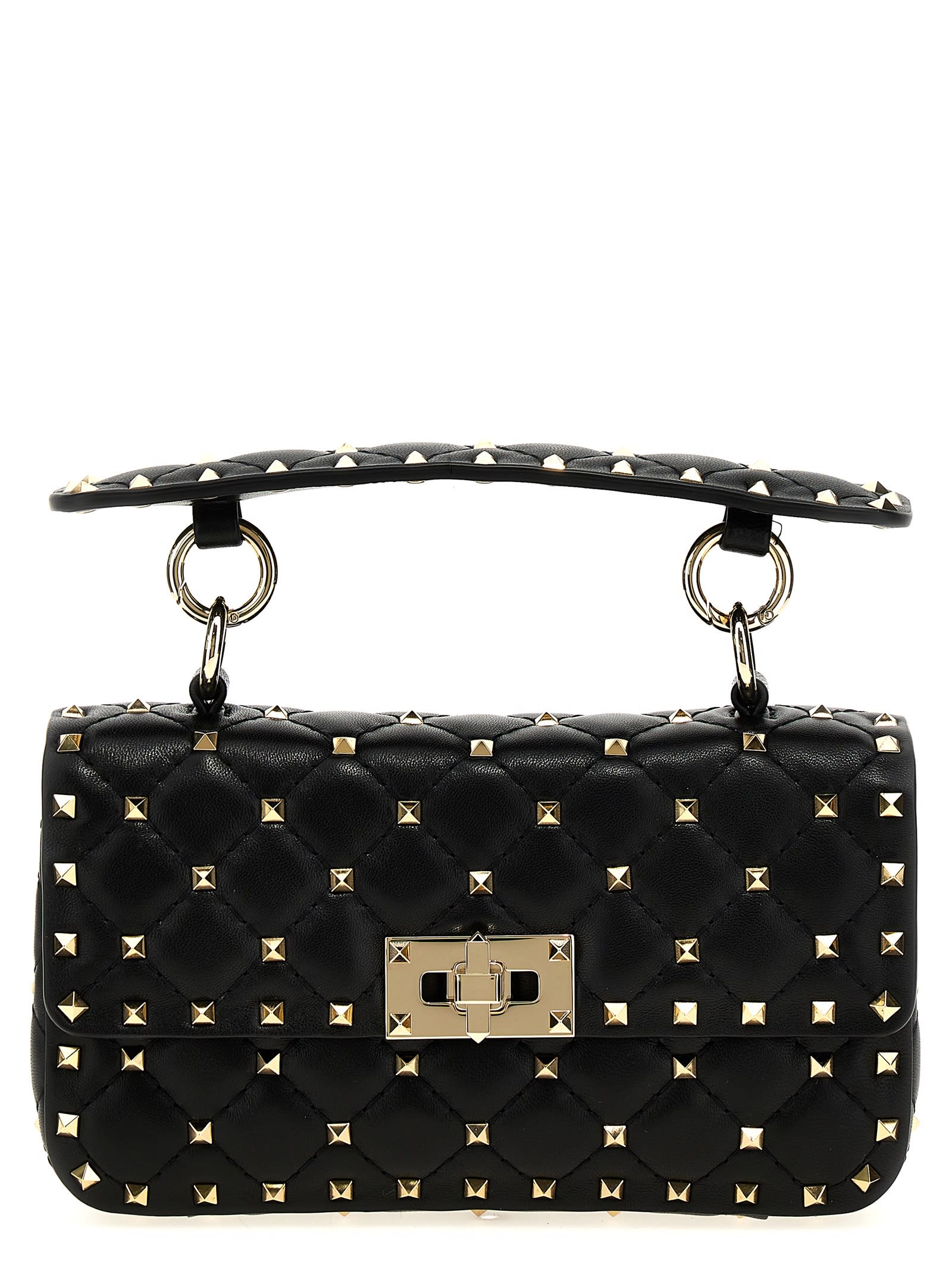 Valentino Mini Spiked Leather Shoulder Handbag In Black