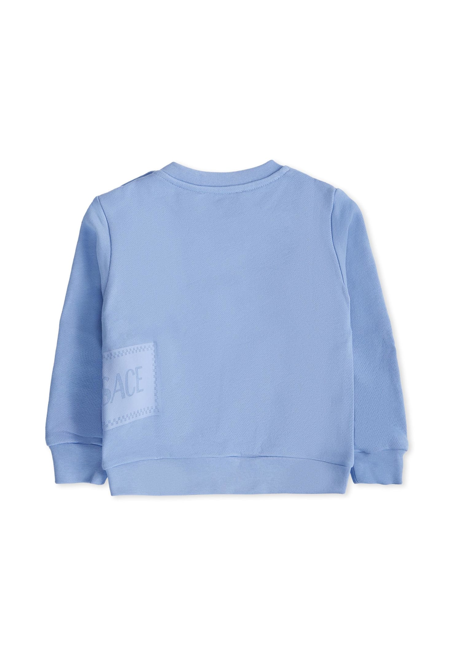 Versace Light Blue Sweatshirt With 90 Vintage Logo For Baby Boy In Blue