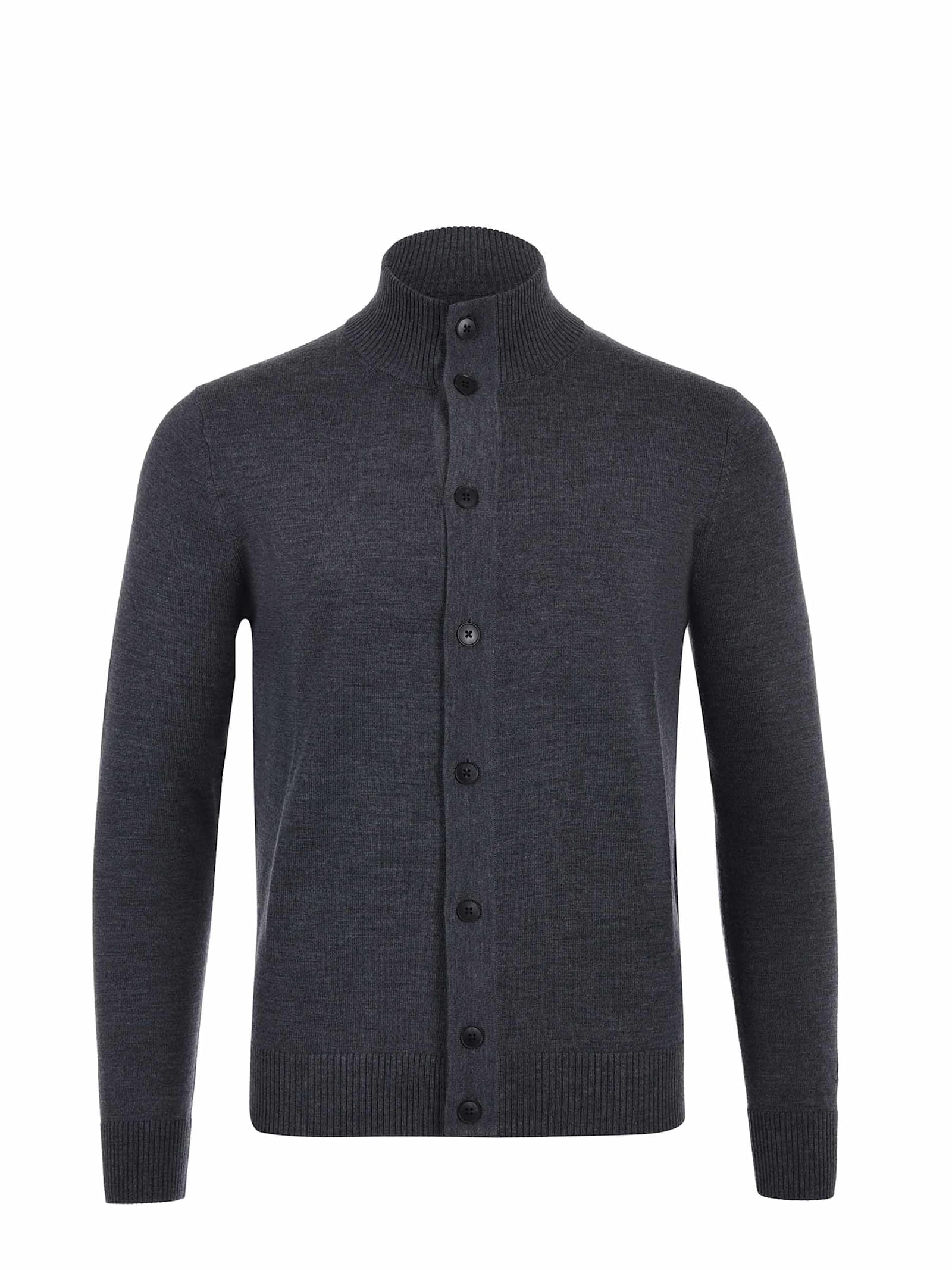 Mc2 Saint Barth Merino Wool Cardigan In Gray