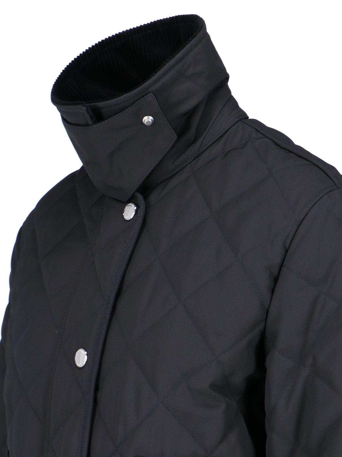 Shop Burberry Long Sleeved Quilted Jacket In Black