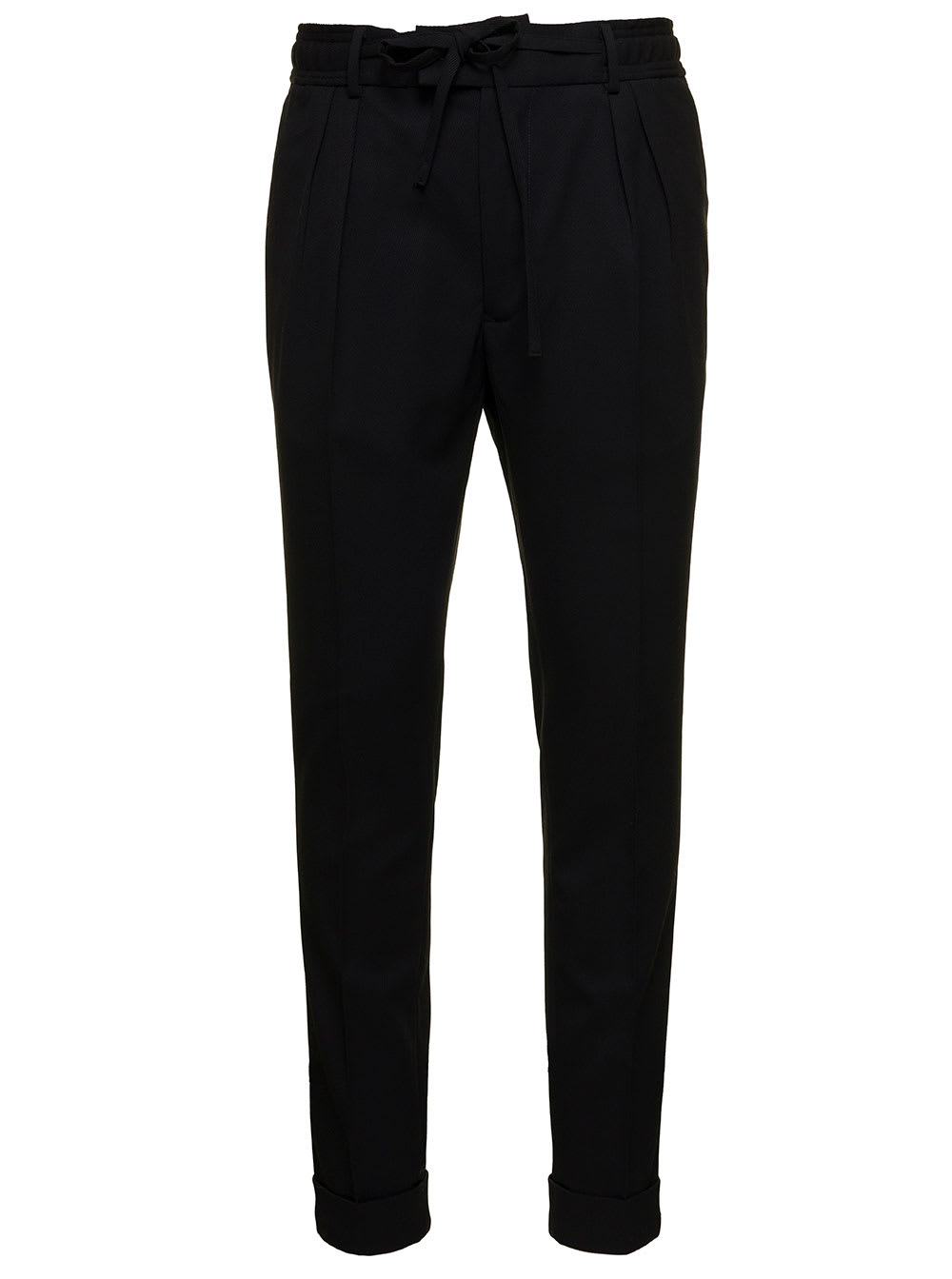 Black Drawstring-waist Trousers In Wool Blend Man Gabriele Pasini
