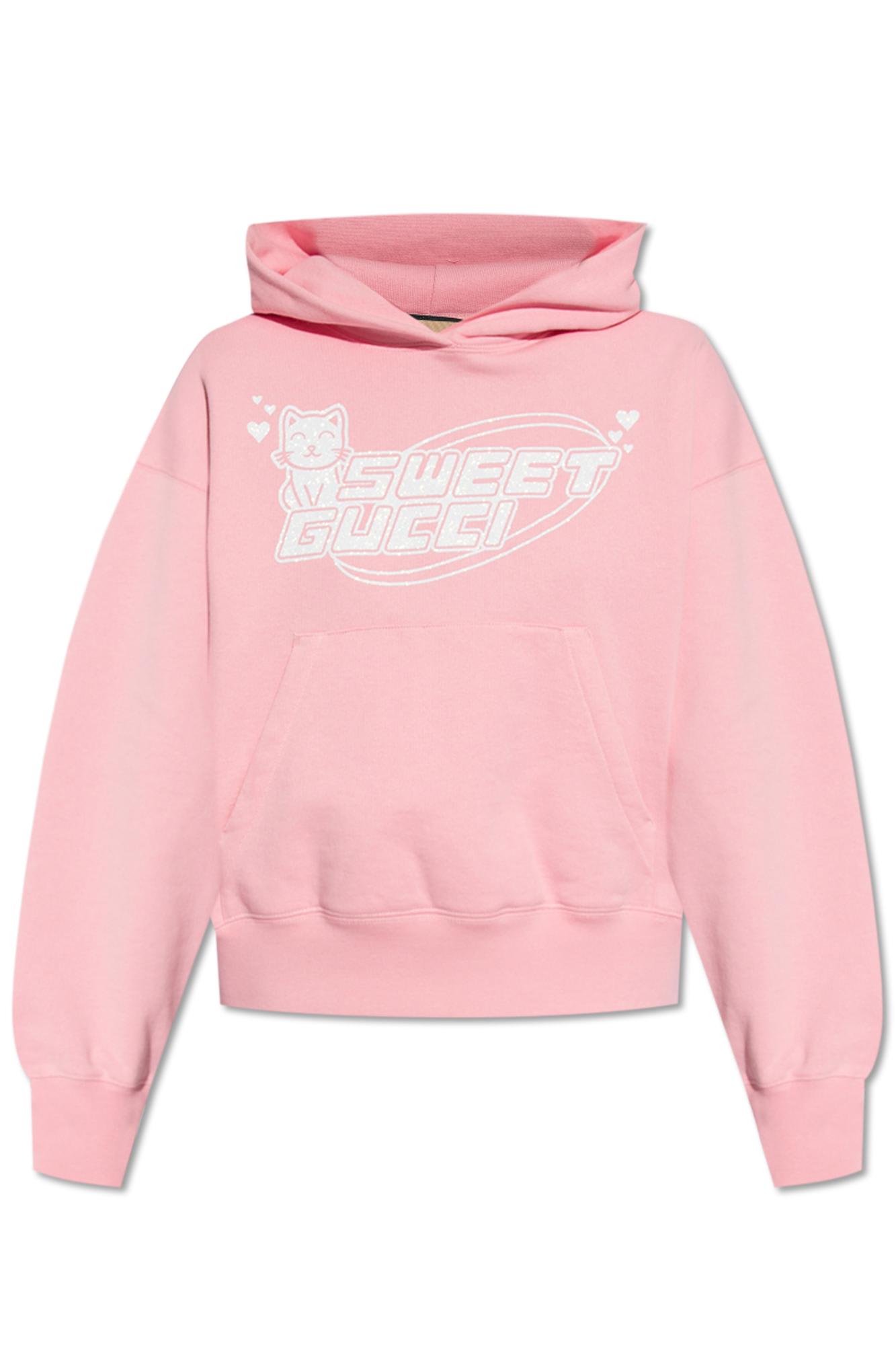 Shop Gucci Printed Hoodie In Sugar Pink