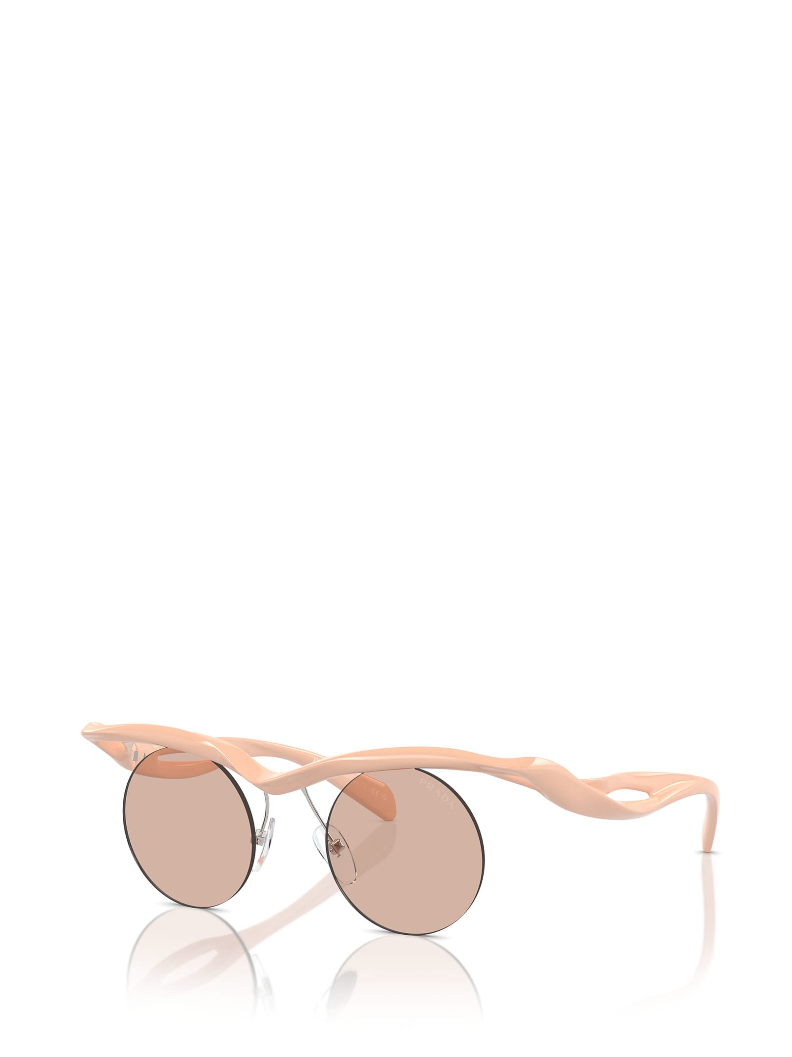 Shop Prada Pr A18s Peach Sunglasses