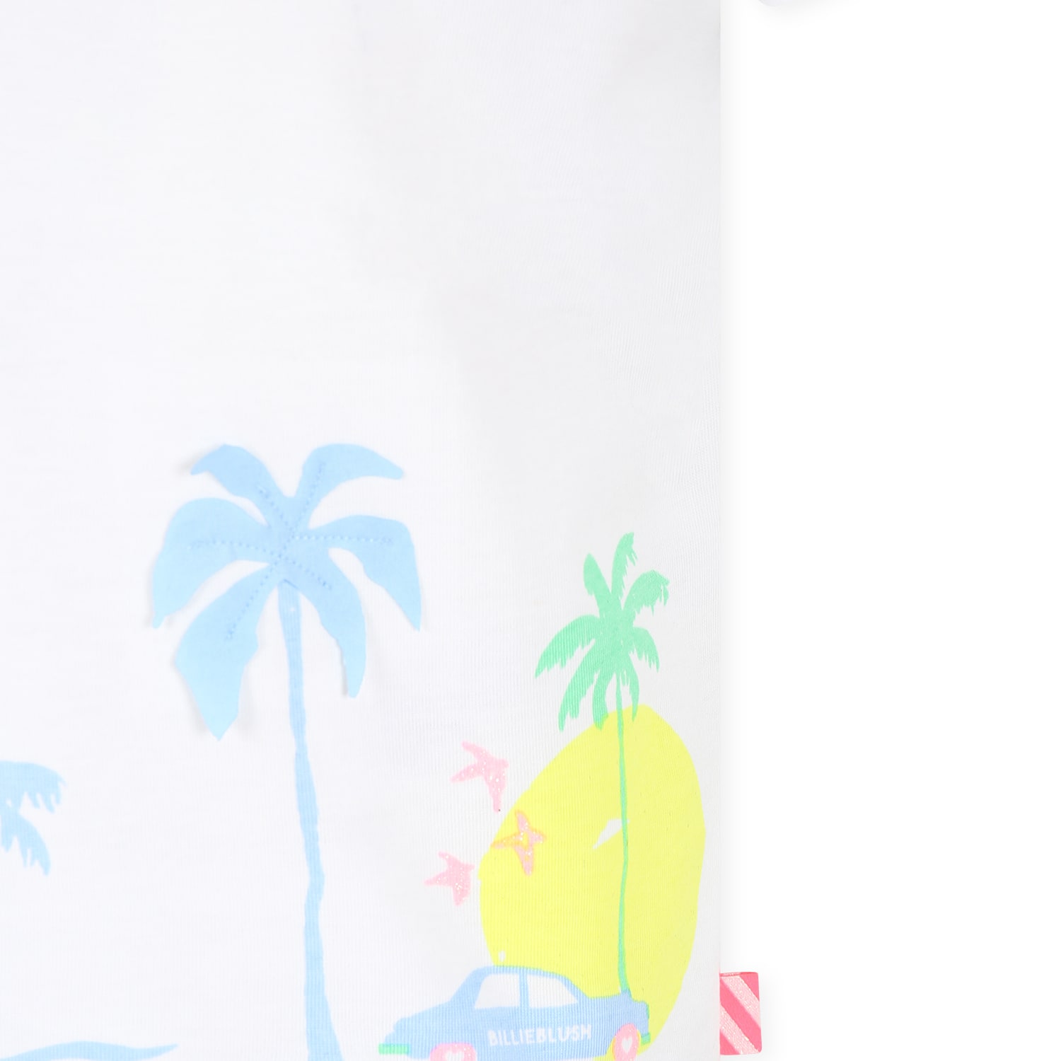 Billieblush White T-shir For Girl With Palm Tree Print In White
