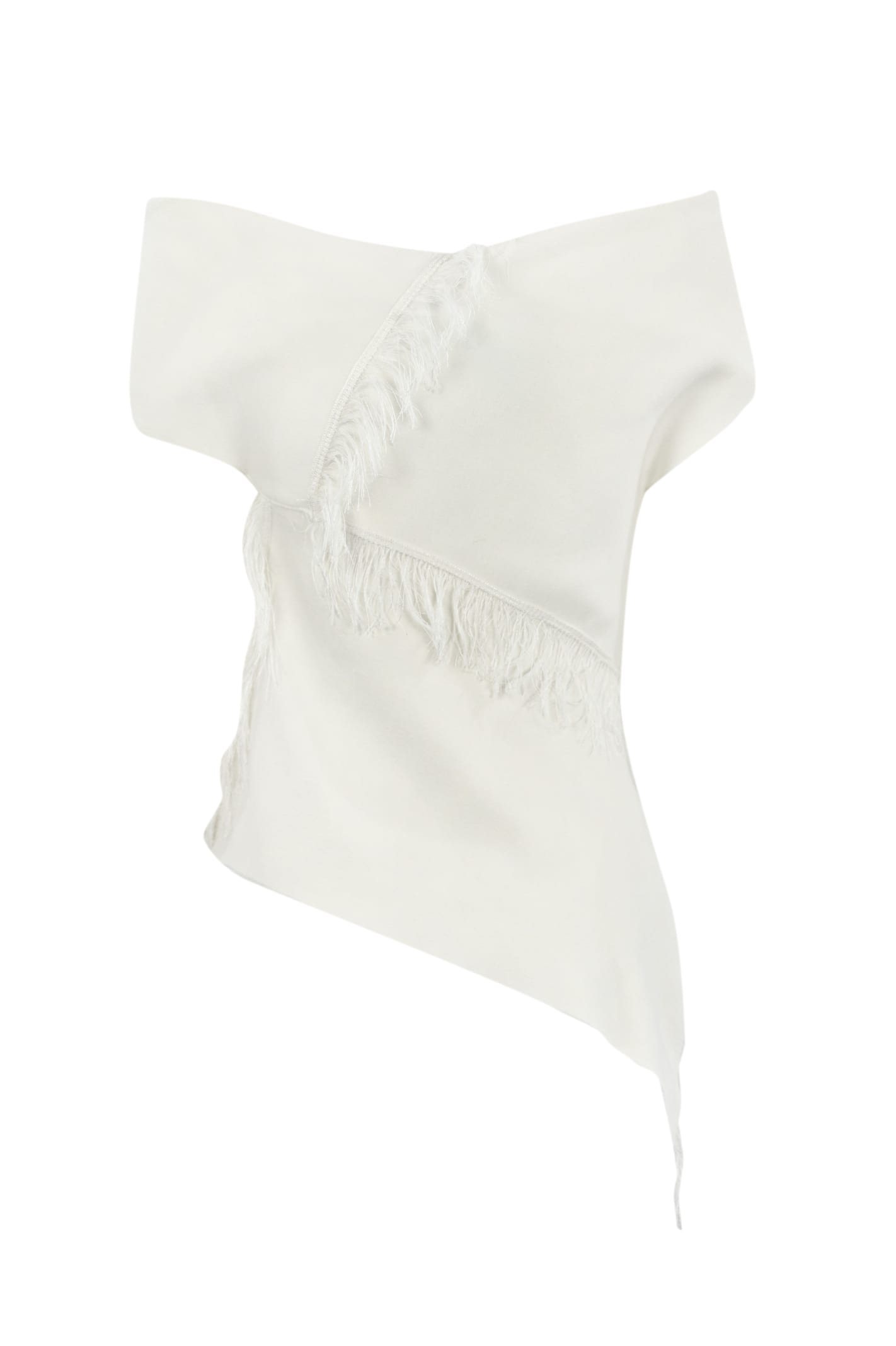 Shop Liviana Conti T-shirt With Cuff And Fringes In Bianco