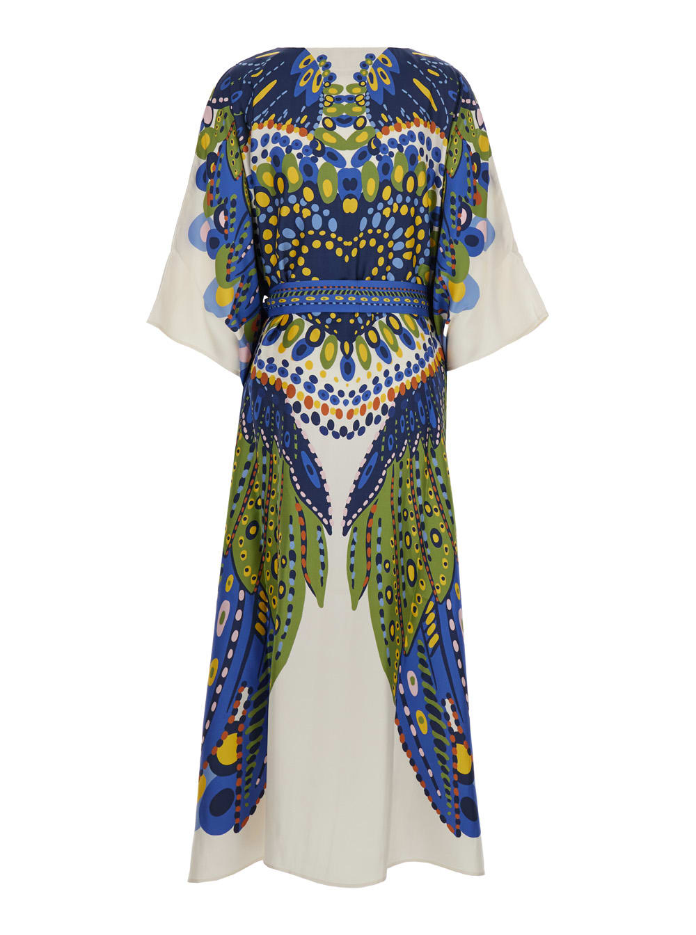 LA DOUBLEJ MULTICOLOR KAFTAN WITH BELTED WAIST AND ALL-OVER GRAPHIC PRINT IN SILK WOMAN