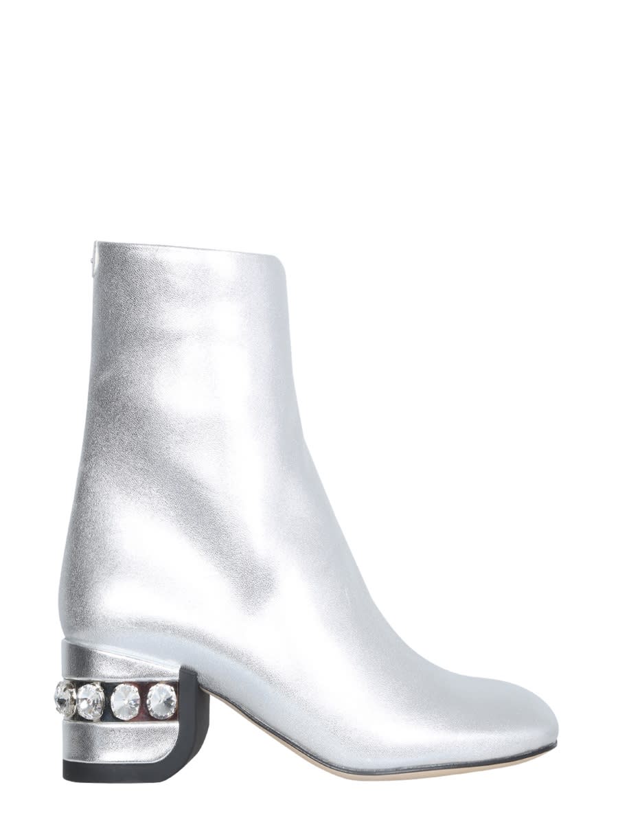 Shop Nicholas Kirkwood 55jj Crystal Boots In Silver