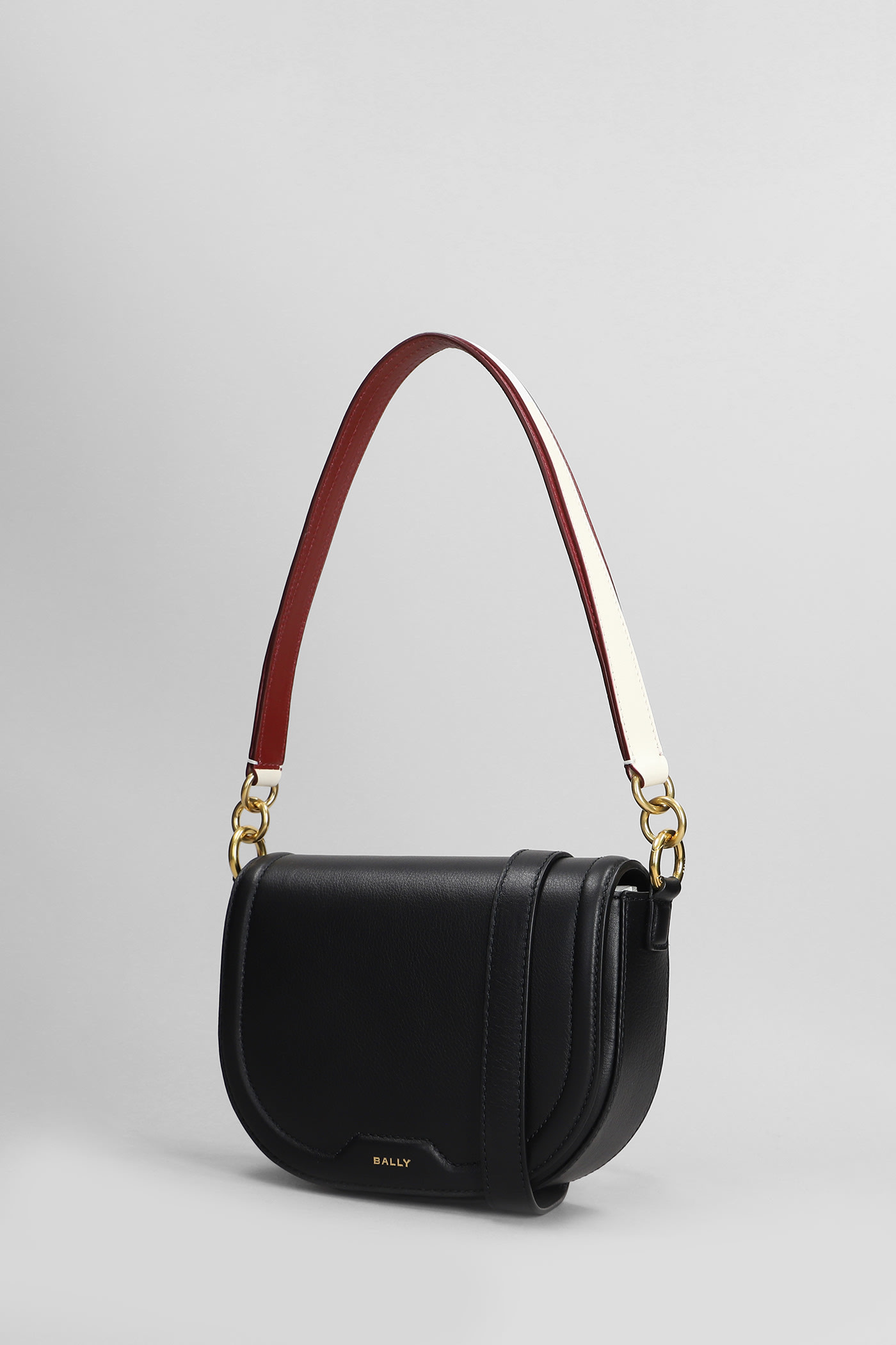 Shop Bally Code Flap Shoulder Bag In Black Leather