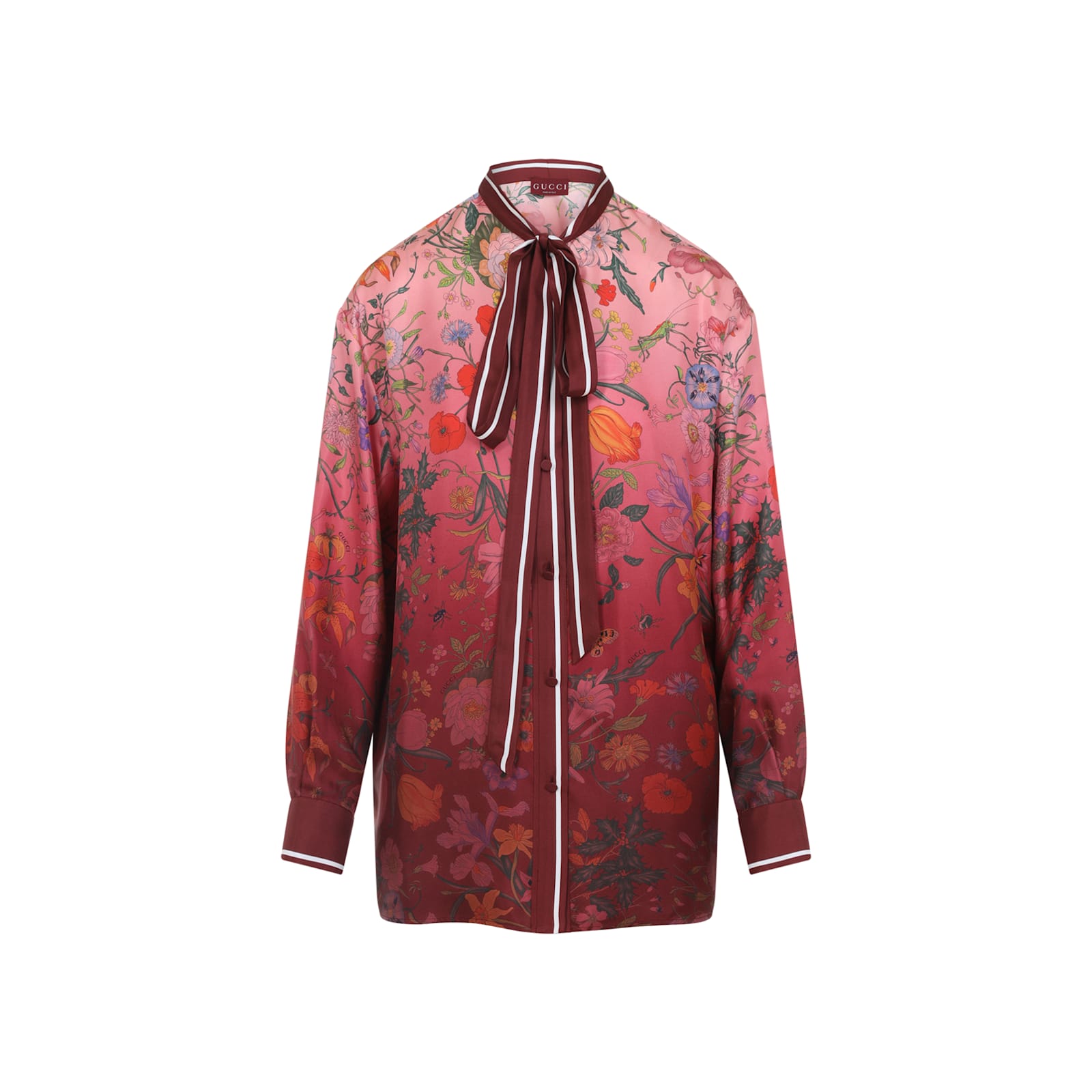 Gucci Silk Floral Shirt In Pink