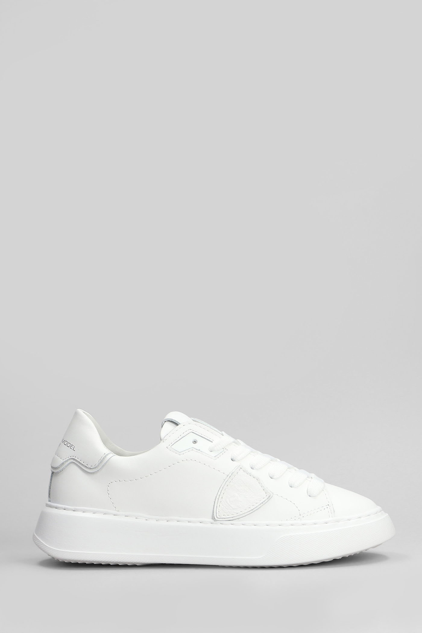 Philippe Model Low Top Rubber Sole Sneakers In White