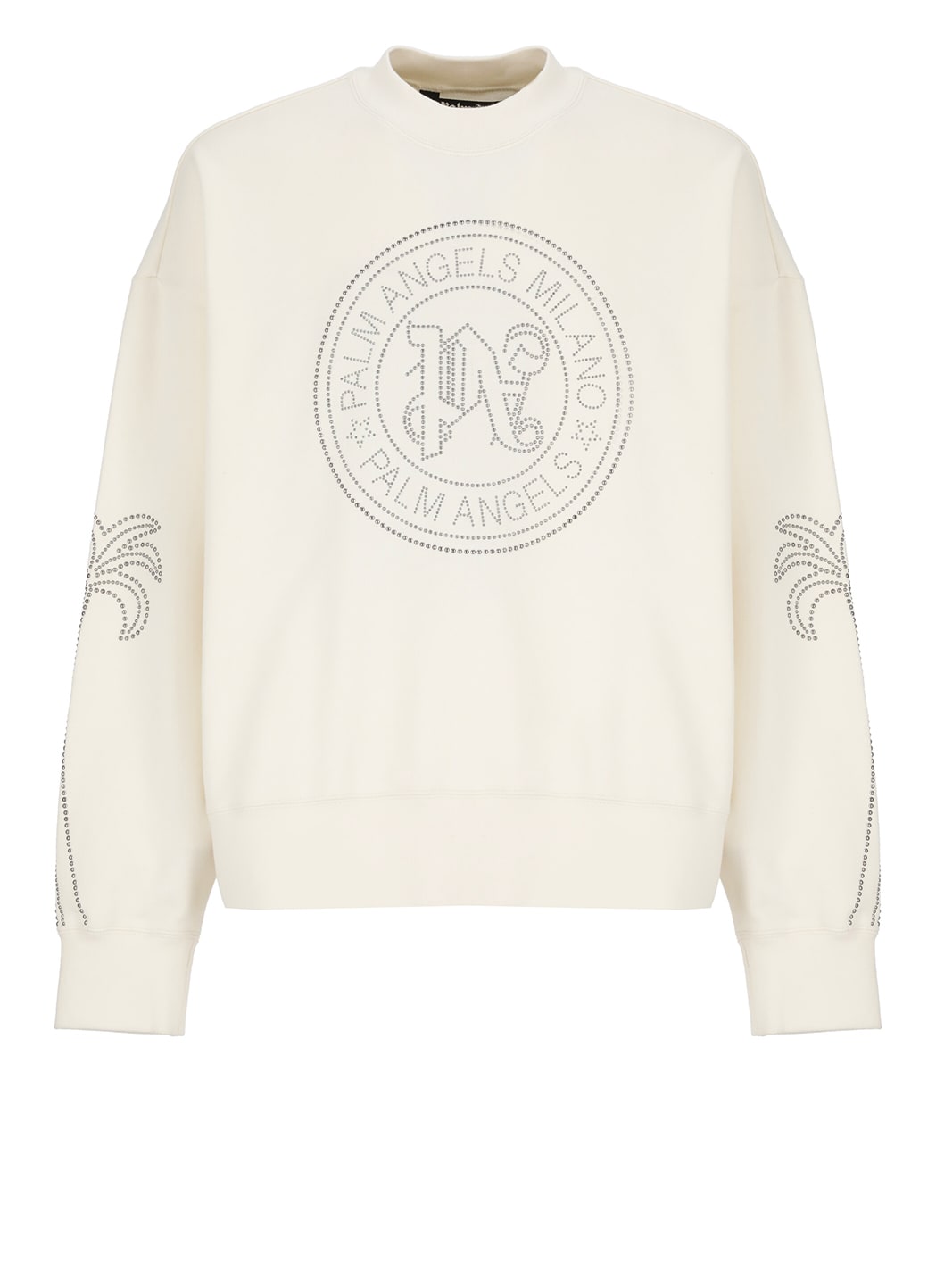 Shop Palm Angels Milano Stud Crew Sweatshirt In Ivory