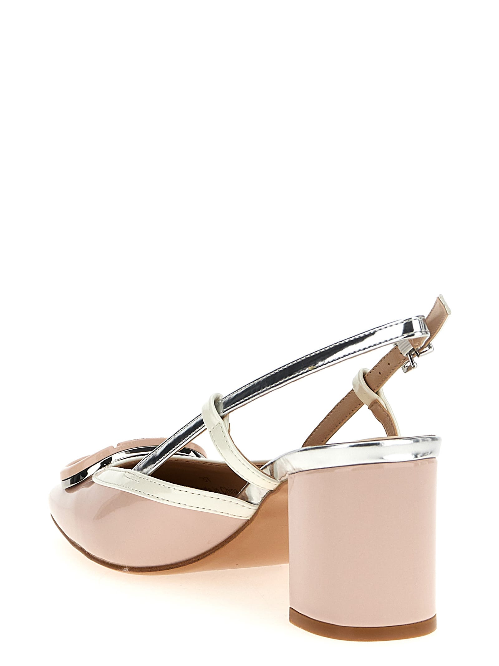 Twinset Twin Set Patent Leather Slingback In Baby Pink