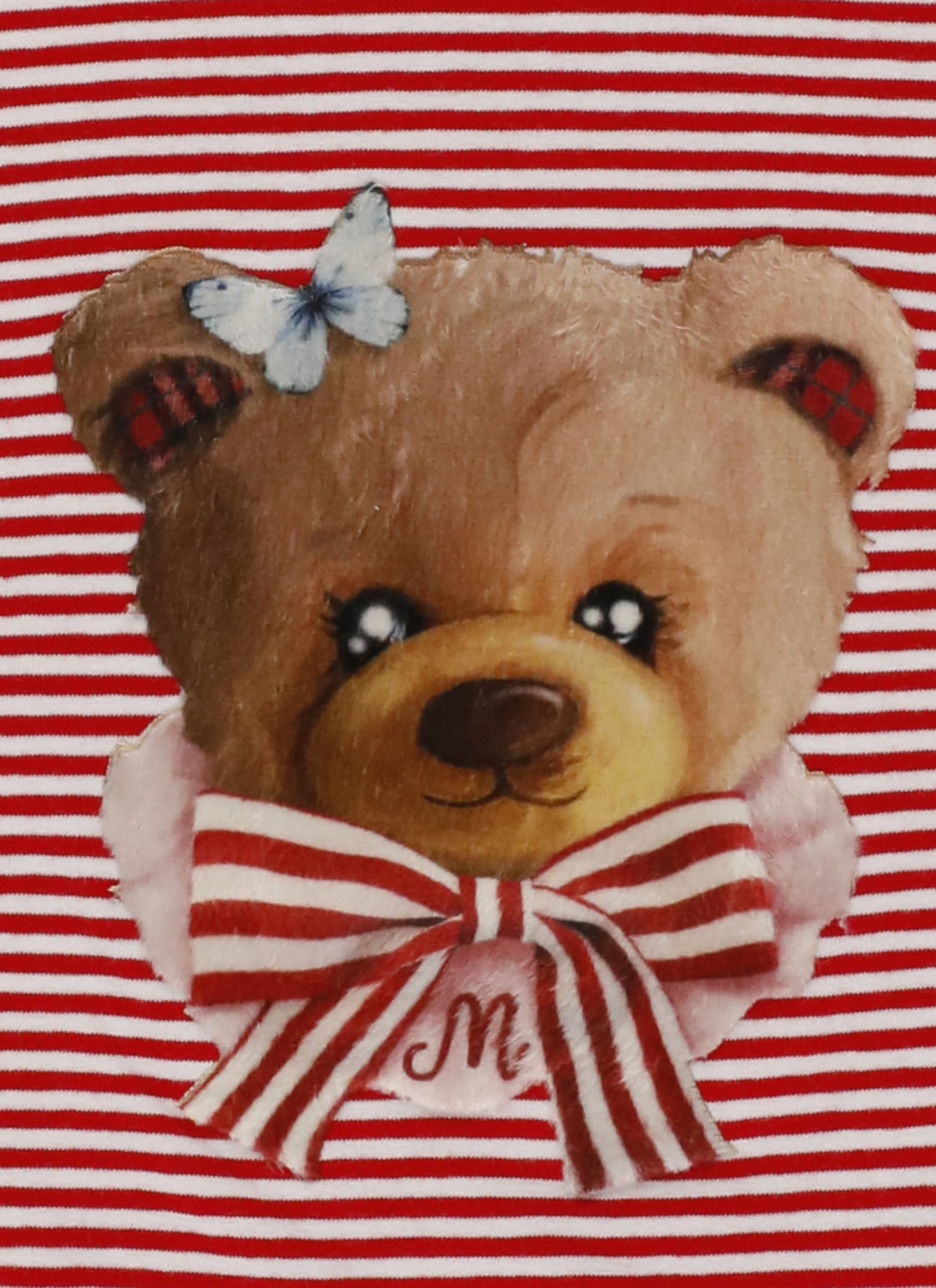 Shop Monnalisa Striped Sweater With Teddy Bear In Righe Picco