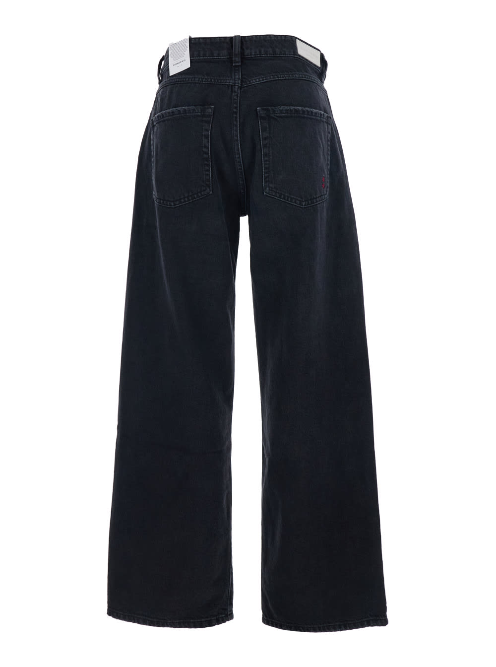 Icon Denim Debby Black Jeans With Wide Leg And Logo Patch On The Rear In Denim Woman In Black