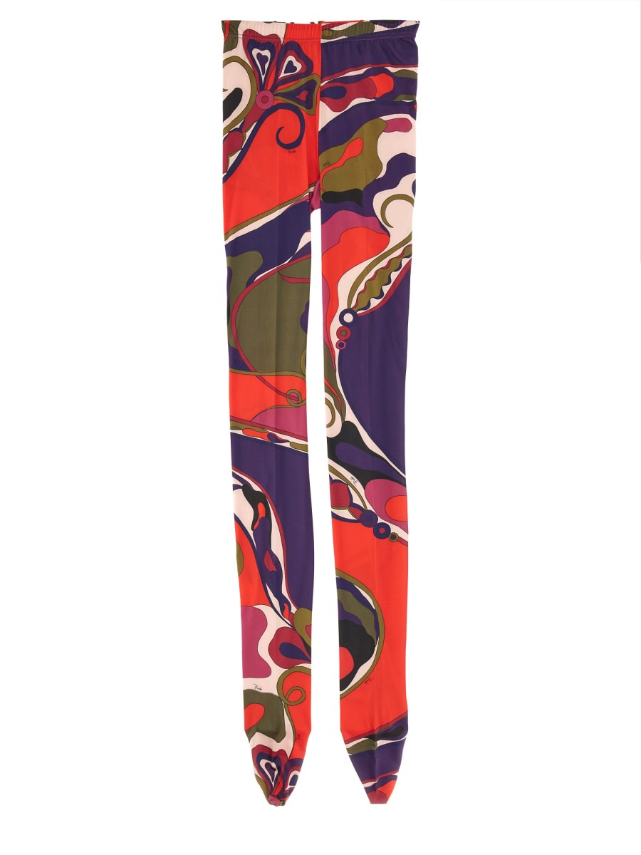Pucci Orchid Print Tights In Multi