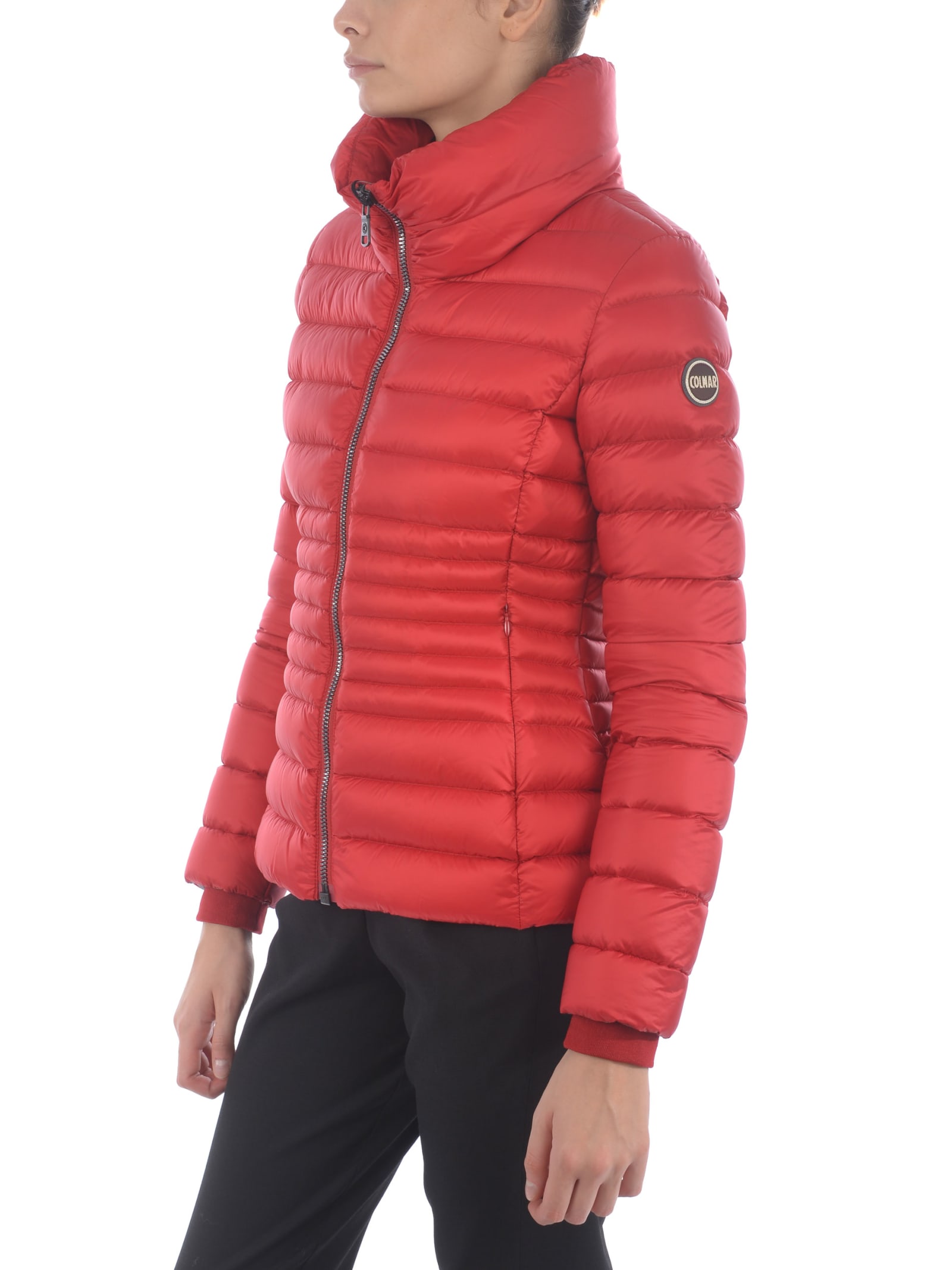 Shop Colmar Down Jacket In Ultralight Satin In Rosso