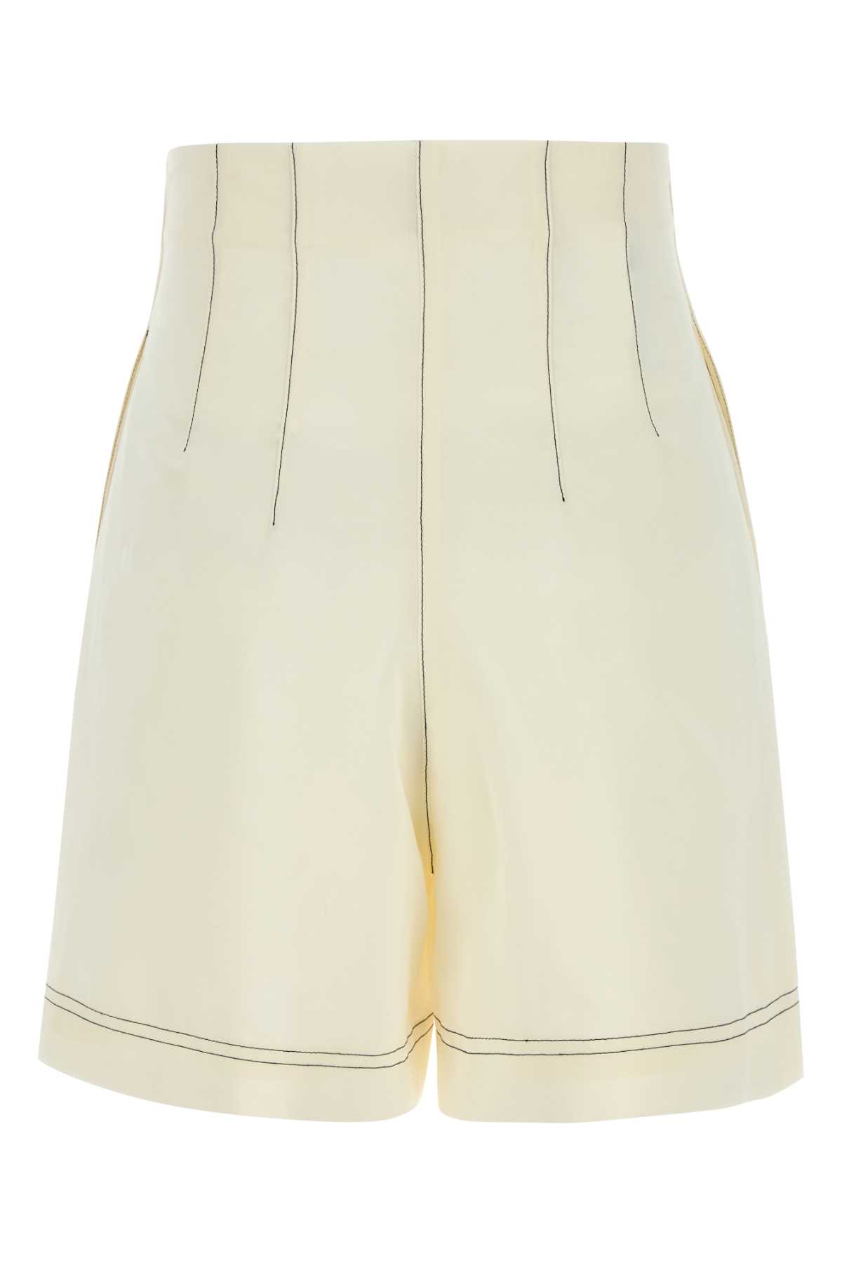 Shop Philosophy Di Lorenzo Serafini Ivory Polyester Blend Shorts In Fantasiabianco