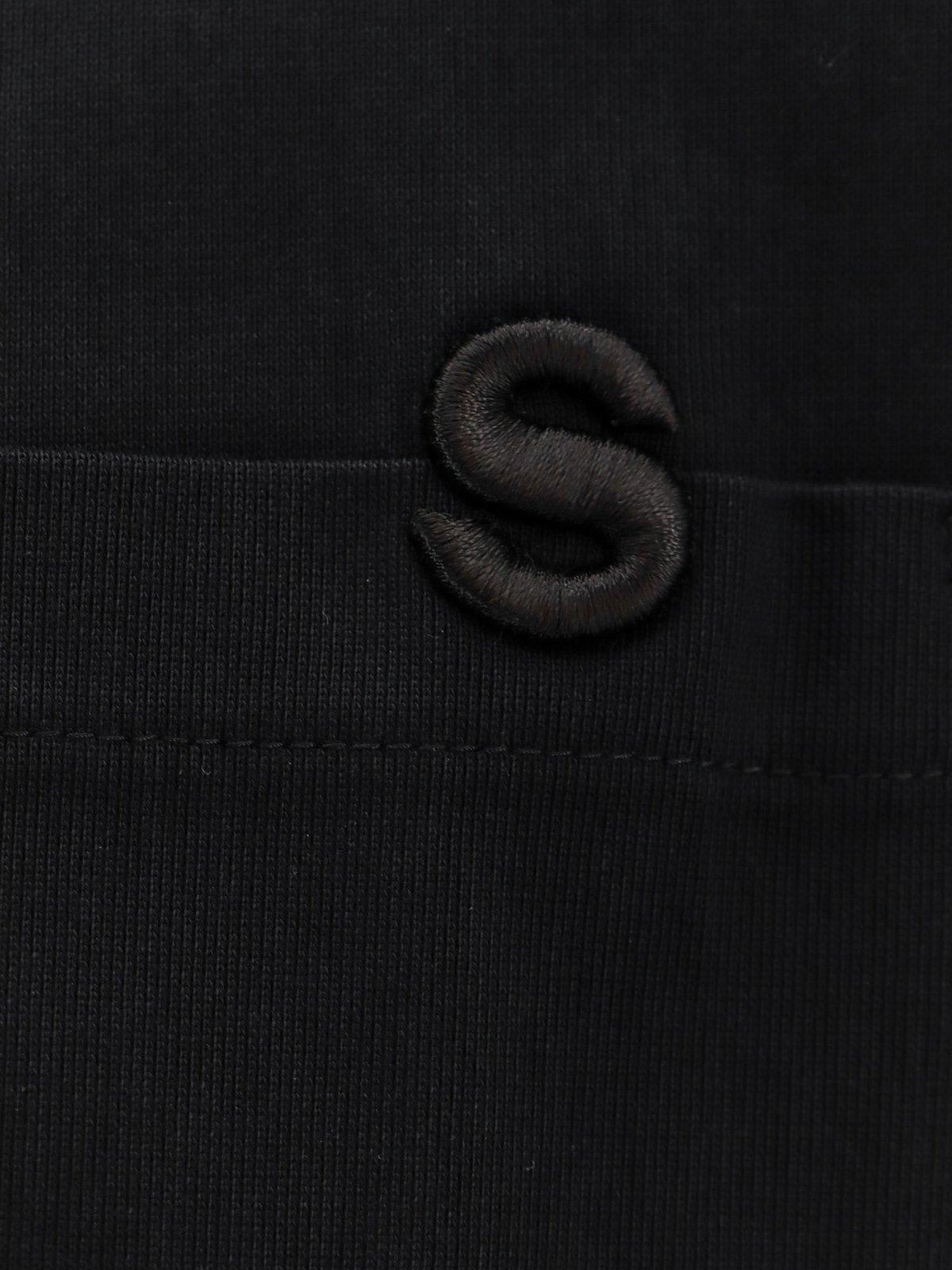 Shop Sacai Logo Detailed Crewneck T-shirt In Black