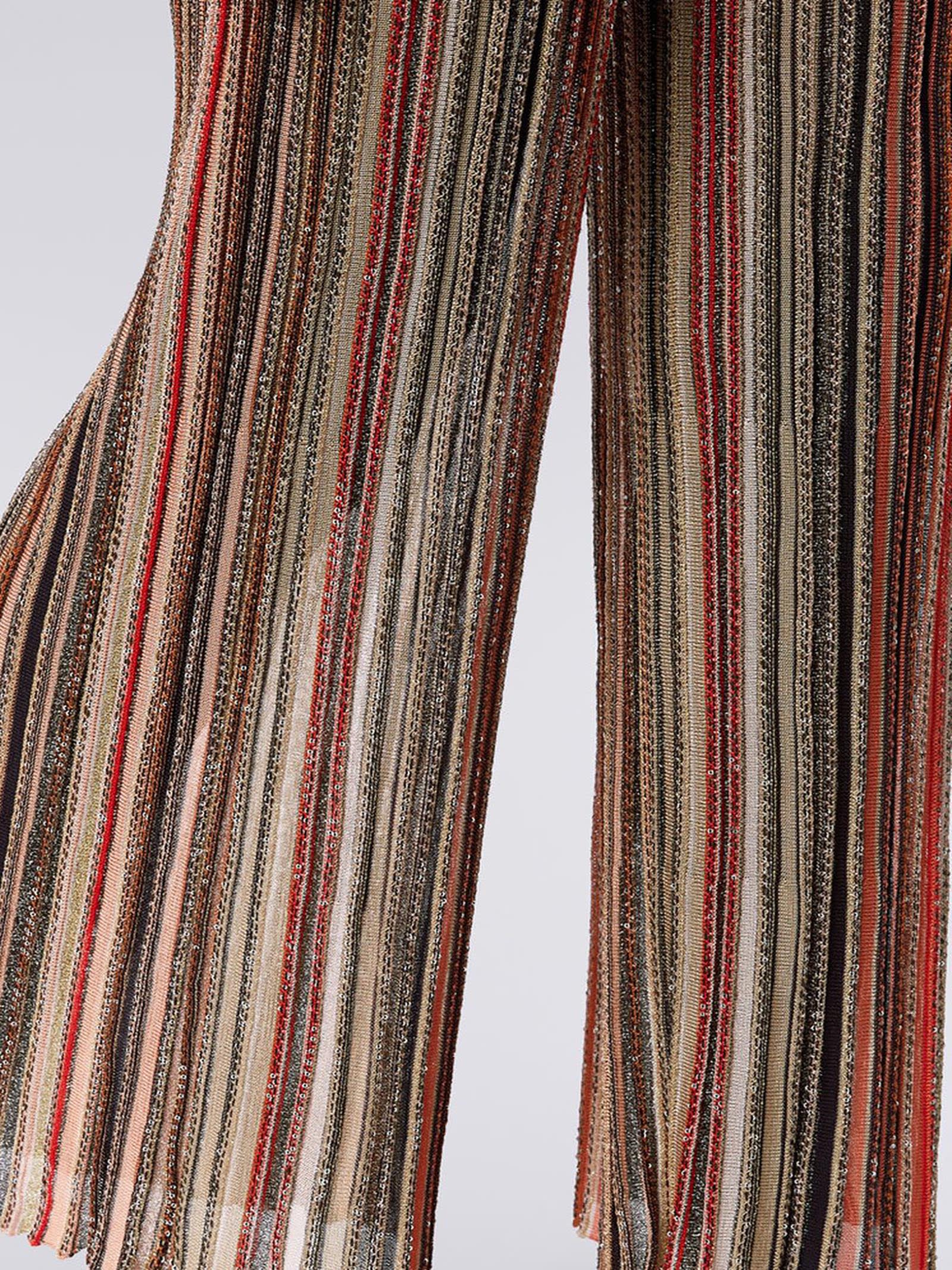 Shop Missoni Trousers In Vertical Striped Knit In Multicolour
