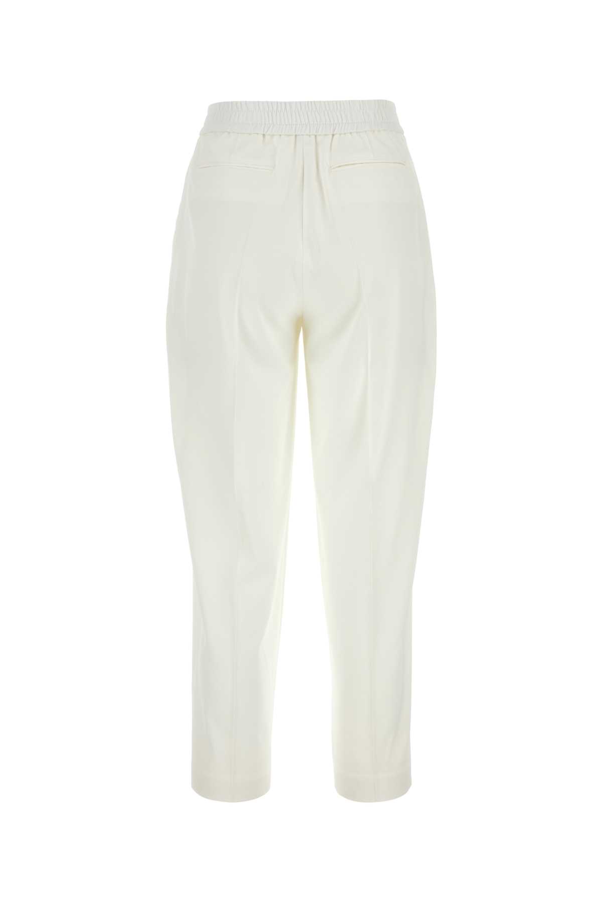 Pt01 White Stretch Polyester Pant In Bianco