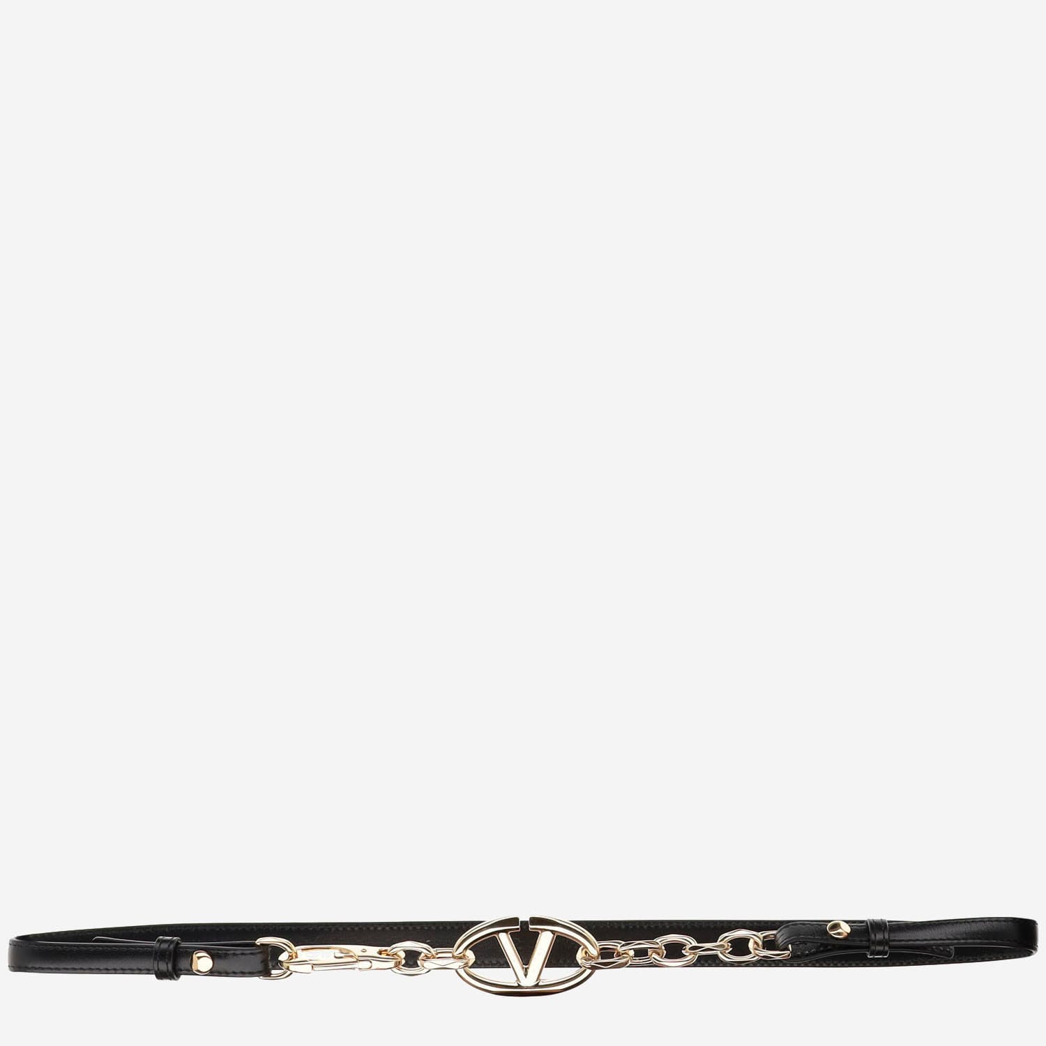 Valentino Garavani Vlogo Signature Belt With Chain In Black