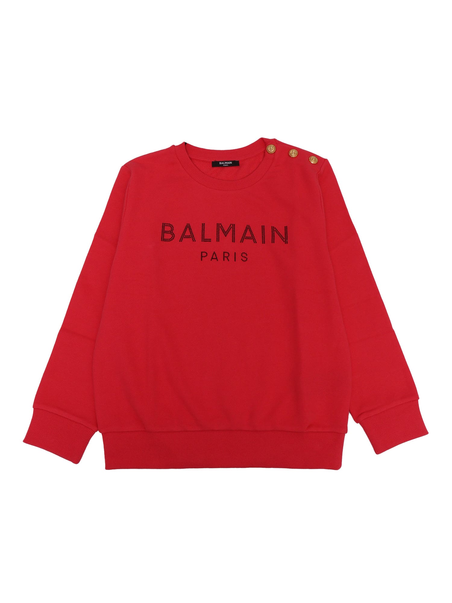 Balmain Logo Cotton Jersey Sweatshirt In Red