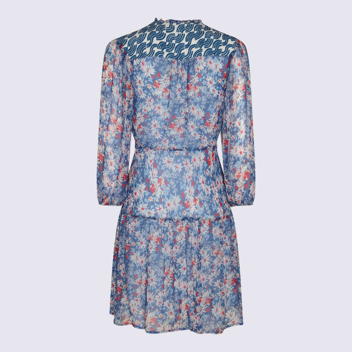 Shop Rixo London Blue Short Dress In Blue Daisy Trail