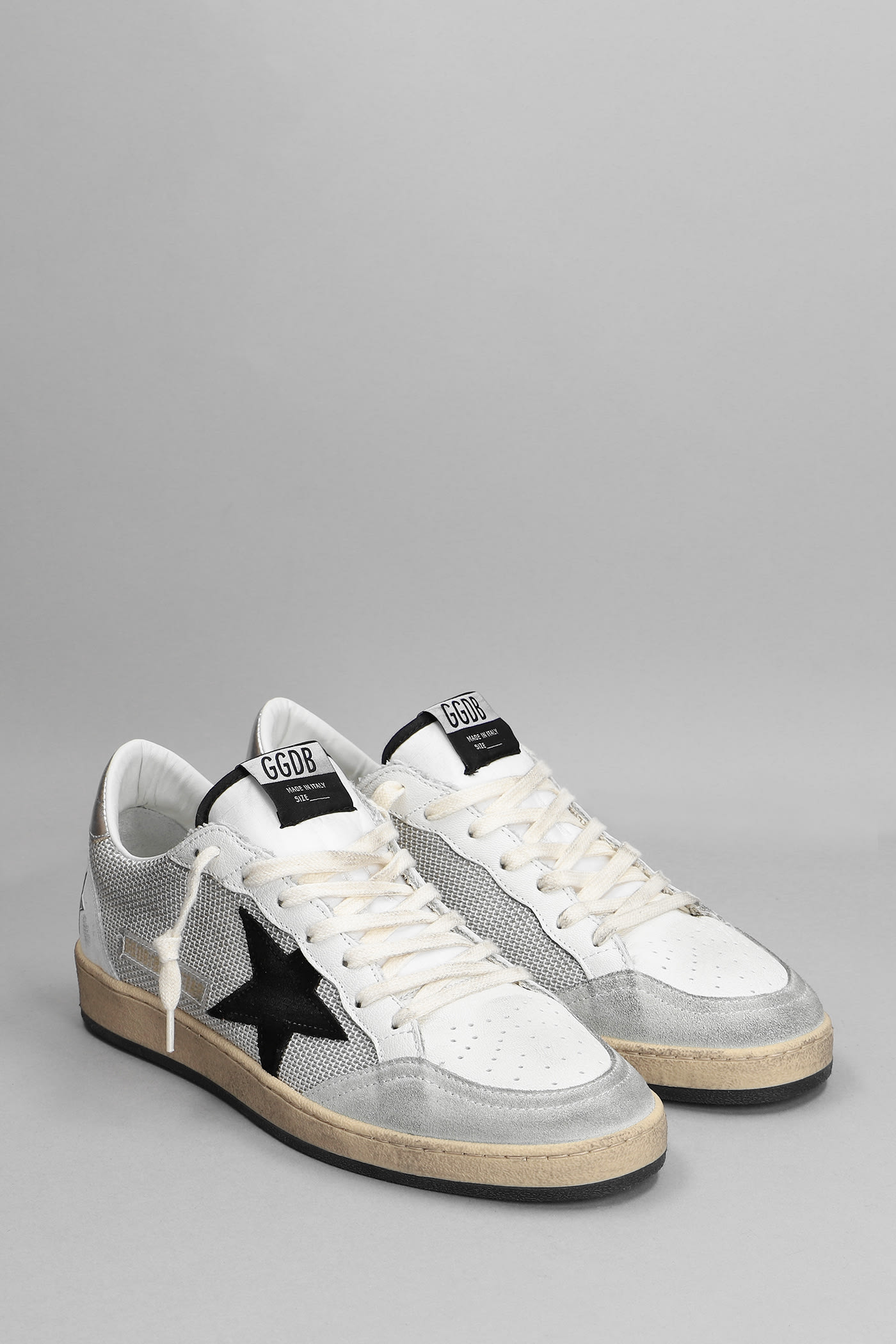 Shop Golden Goose Ball Star Sneakers In White Leather And Fabric