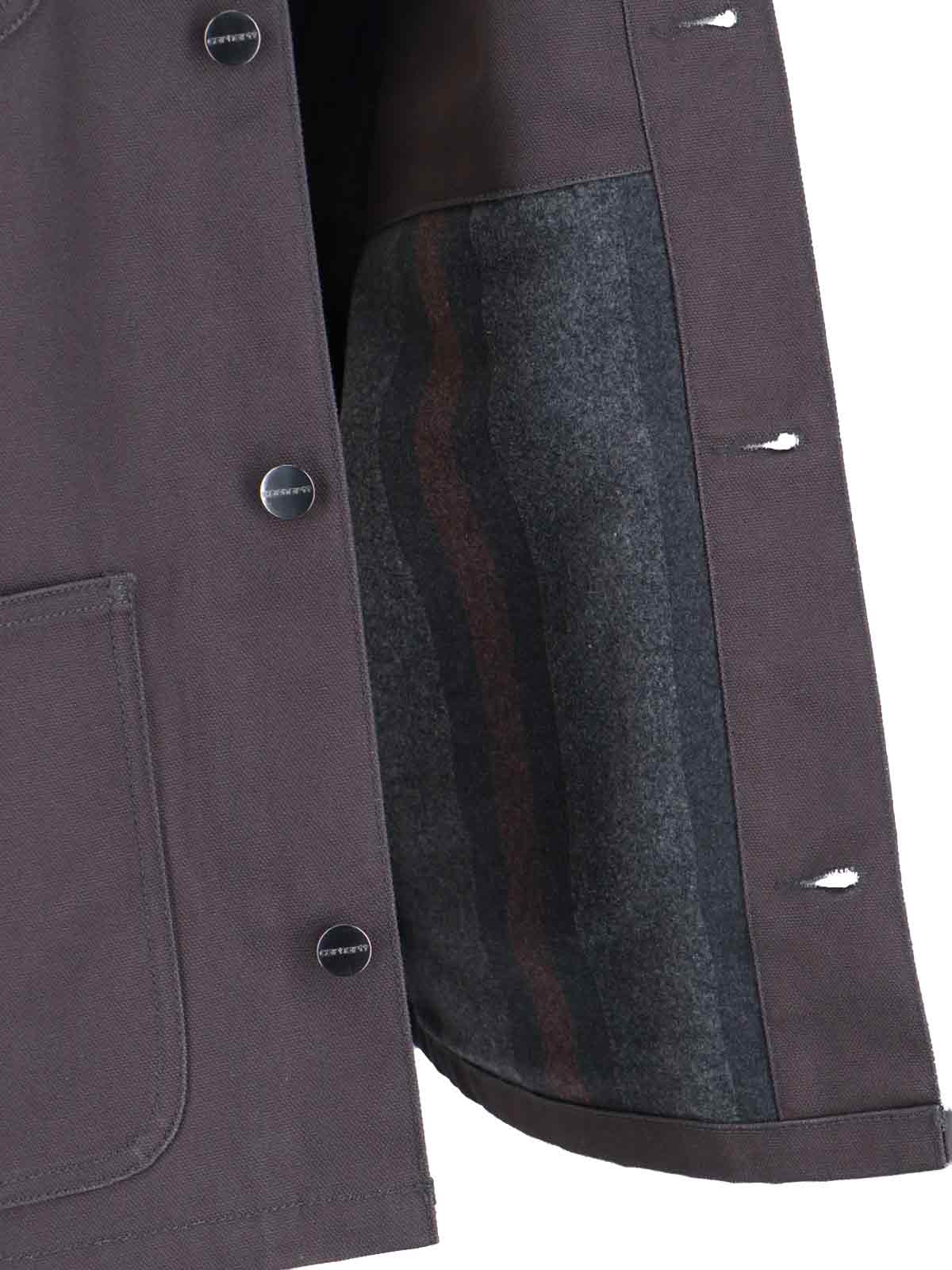 Carhartt Collared Neck Jacket With Long Sleeves And Pockets In Gray