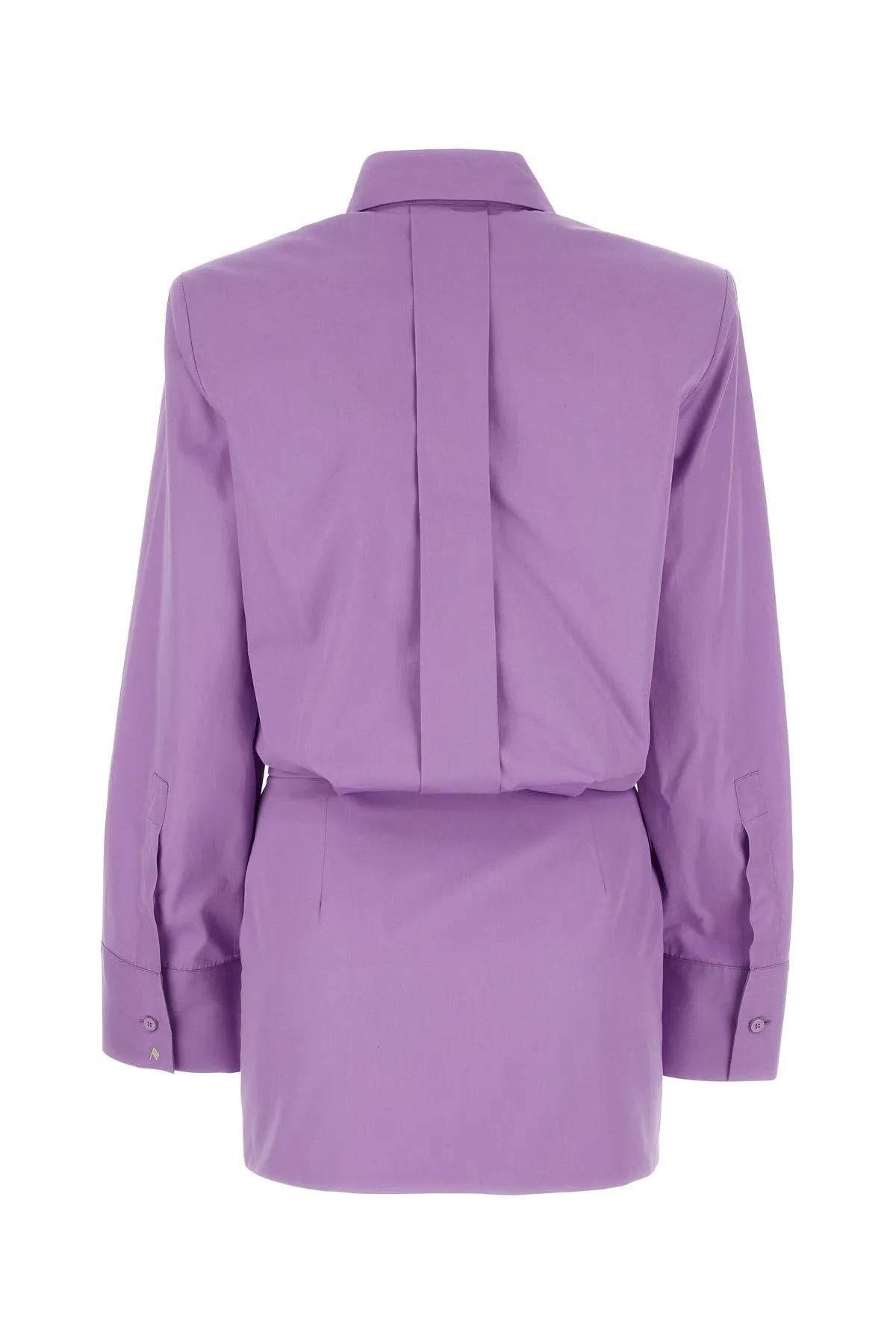 Shop Attico Lilac Poplin Margot Shirt Mini Dress